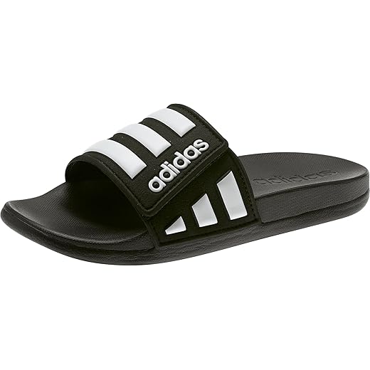 adidas Kids Adilette Comfort Adjustable Slides, Black, 10 US Unisex Toddler