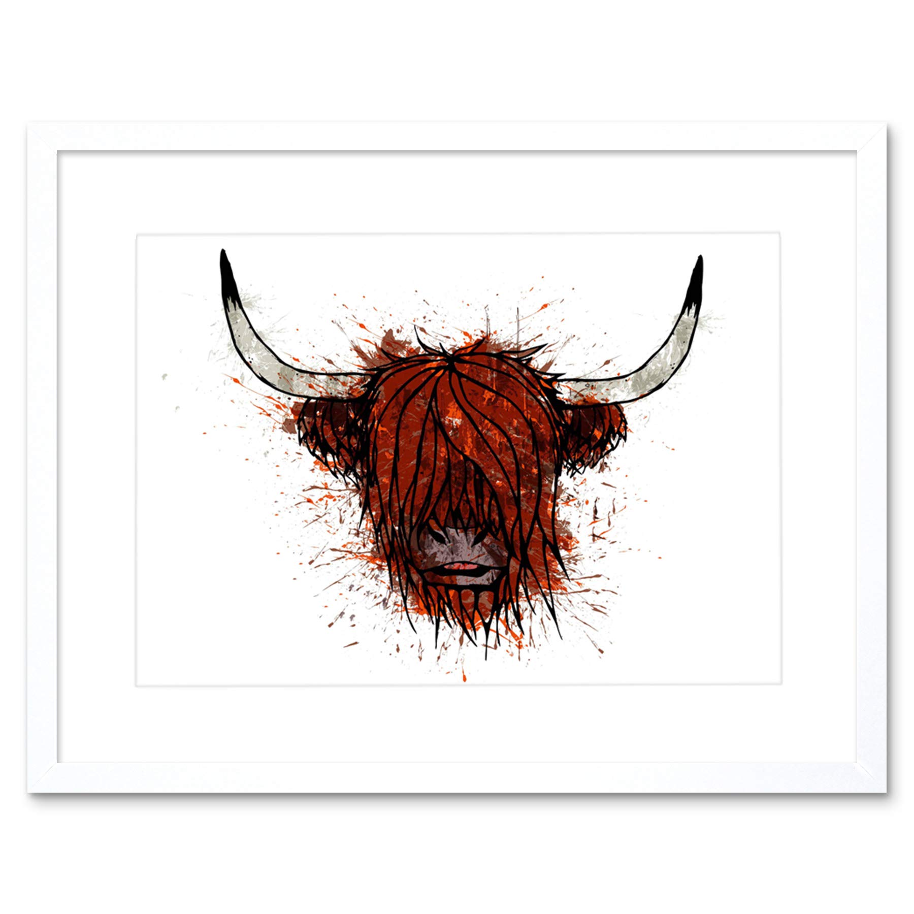 Wee Blue Coo Highland Cow Portrait Art Framed Wall Art Print