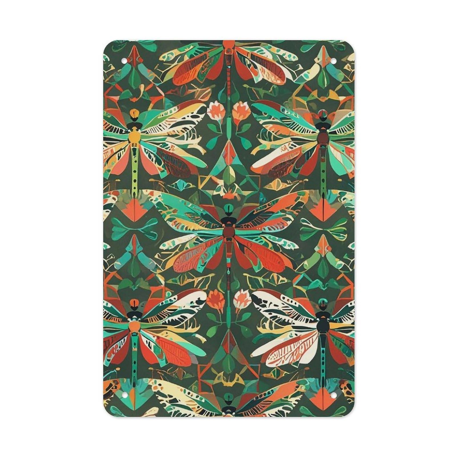 QMNLKH Dragonfly Plaques for Wall Decor, Personalized Metal Tin Sign for Home, Multifunctional Poster for Office, Fashion Painting for Hallway, Wall Art Pictures, 7.9x11.8Inch