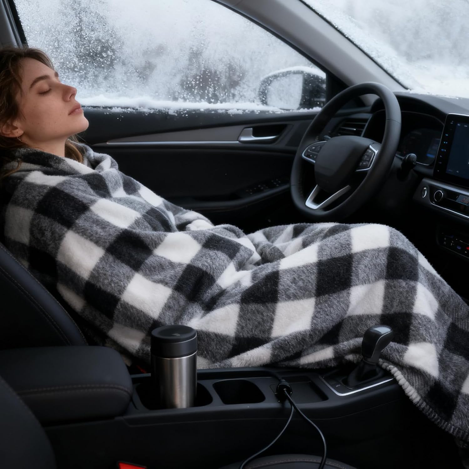 Car Heating Blanket | Soft Portable Beddings Cold Winter | 12V Electric Heated Throw for Vehicles,for Commuting Camping Road Trips Family Outings Women Adults Elderly