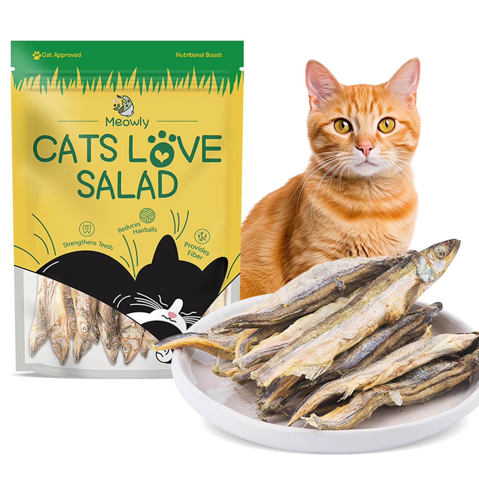 Whole Capelin Fish Treats for Cats - Natural Single Ingredient, Packed with Omega-3 for Healthy Skin and Shiny Coat