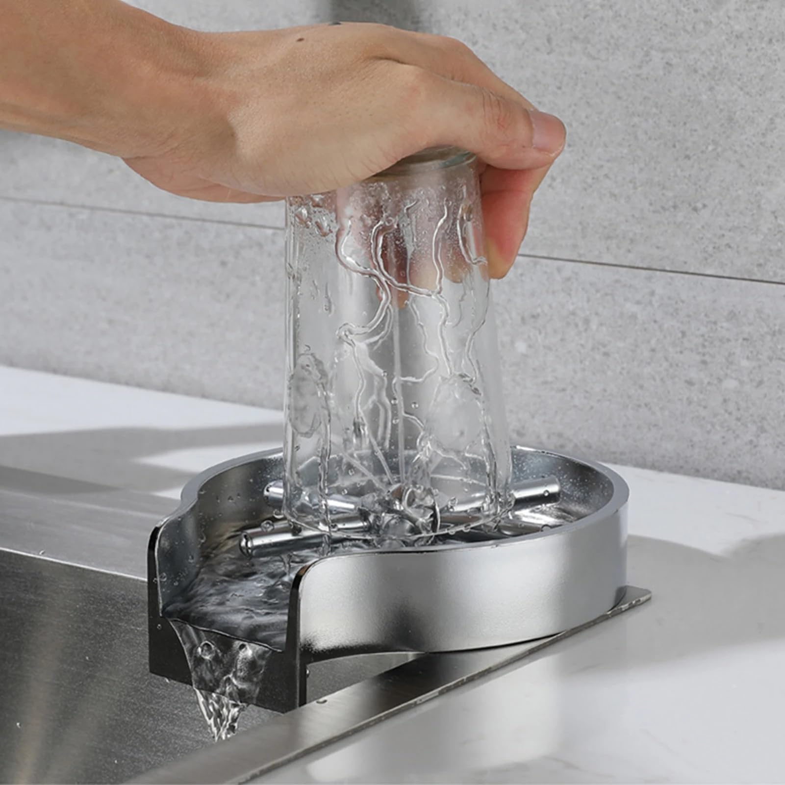 Limpiador automático de vasos para barra de bar, máquina lavadora de acero inoxidable, enjuagadora de vidrio para barra de hotel, cafetería