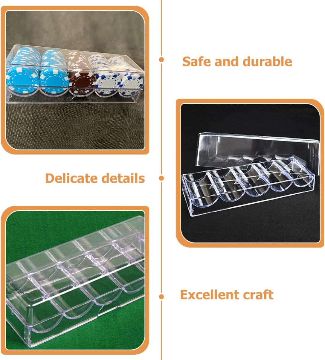 100pieces Multi-Function Transparent Chip Holder Case for Poker Chips Portable Storage Box with Organized Design for Easy Access for Home and Game