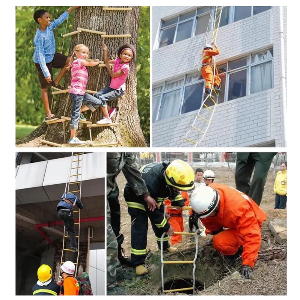 Escaleras de Cuerda, Escalera de Escape en Caso de Incendio, Casas de 2 a 7 Pisos, Escalera de Emergencia en Caso de Incendio con Ganchos, Resistente a Las Llamas, Fácil de Usar, Compacta/a/3