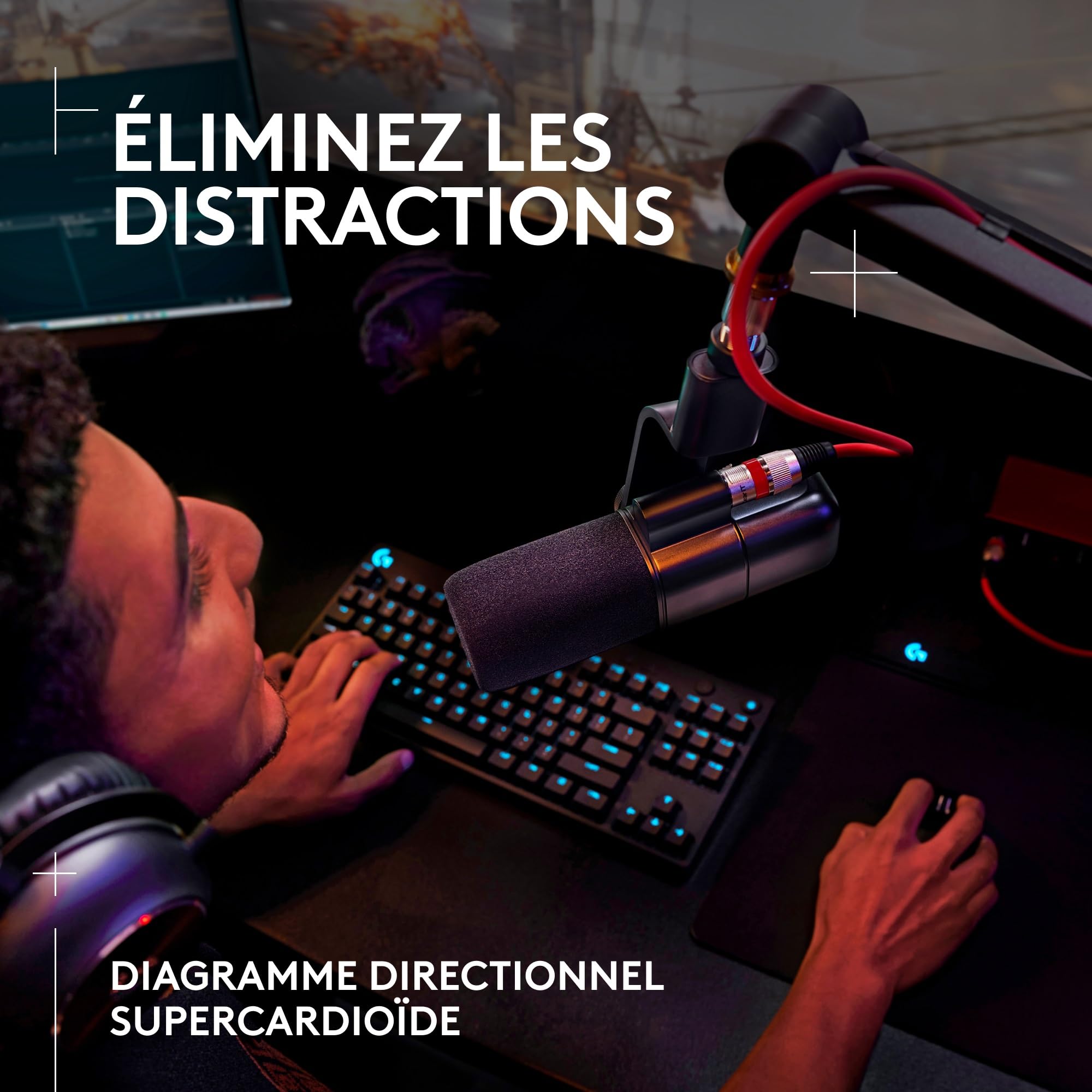Logitech G Yeti Studio Microphone Gaming de Diffusion XLR Actif + Dynamique | Préamplificateur actif ClearAmp, capsule à double diaphragme, antichoc interne - Blanc
