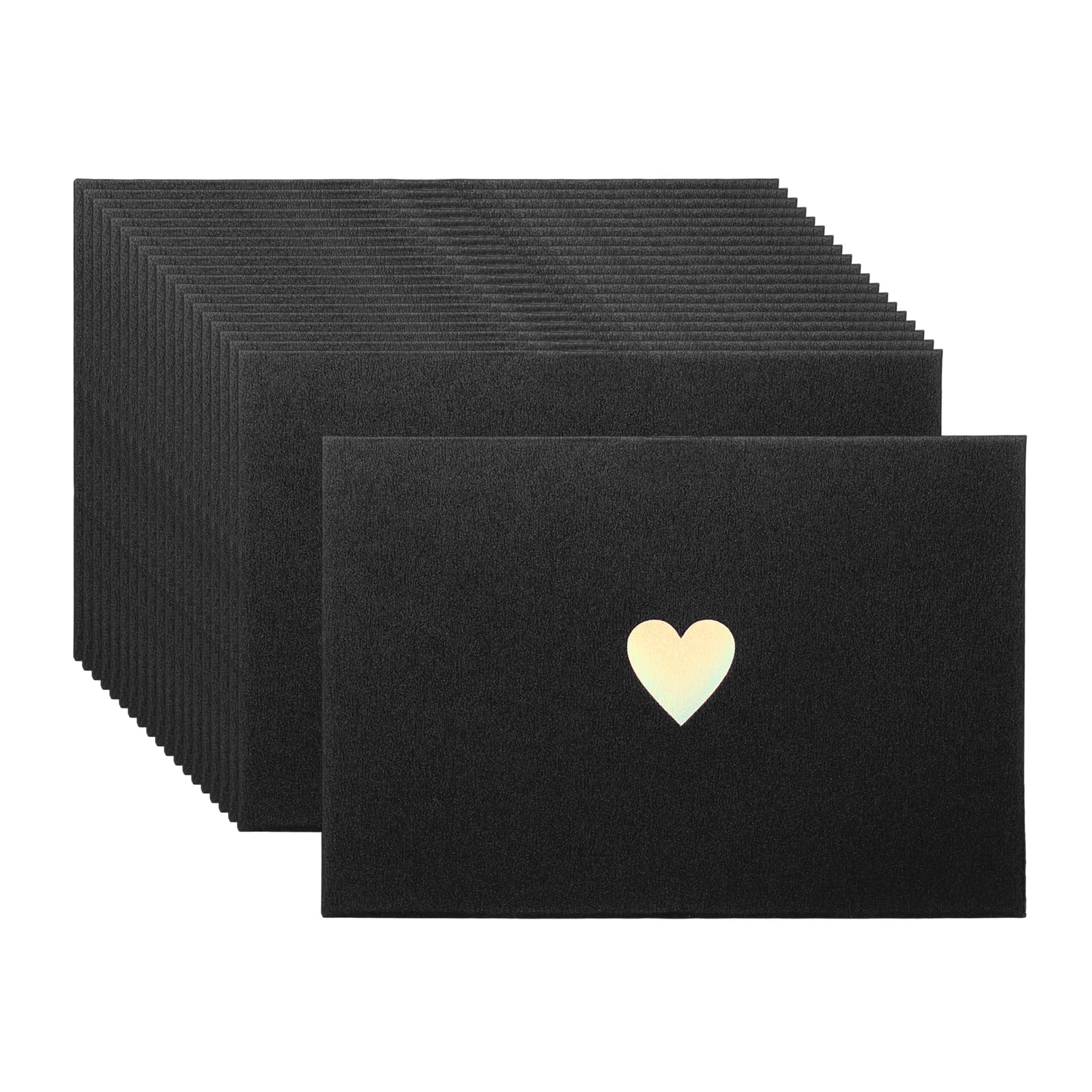 PATIKIL 4 x 3 Inch Mini Card Envelopes, 20Pcs Cute Envelopes Holder with Heart Pattern for Birthday Weddings Favors Business Greeting Cards, Black