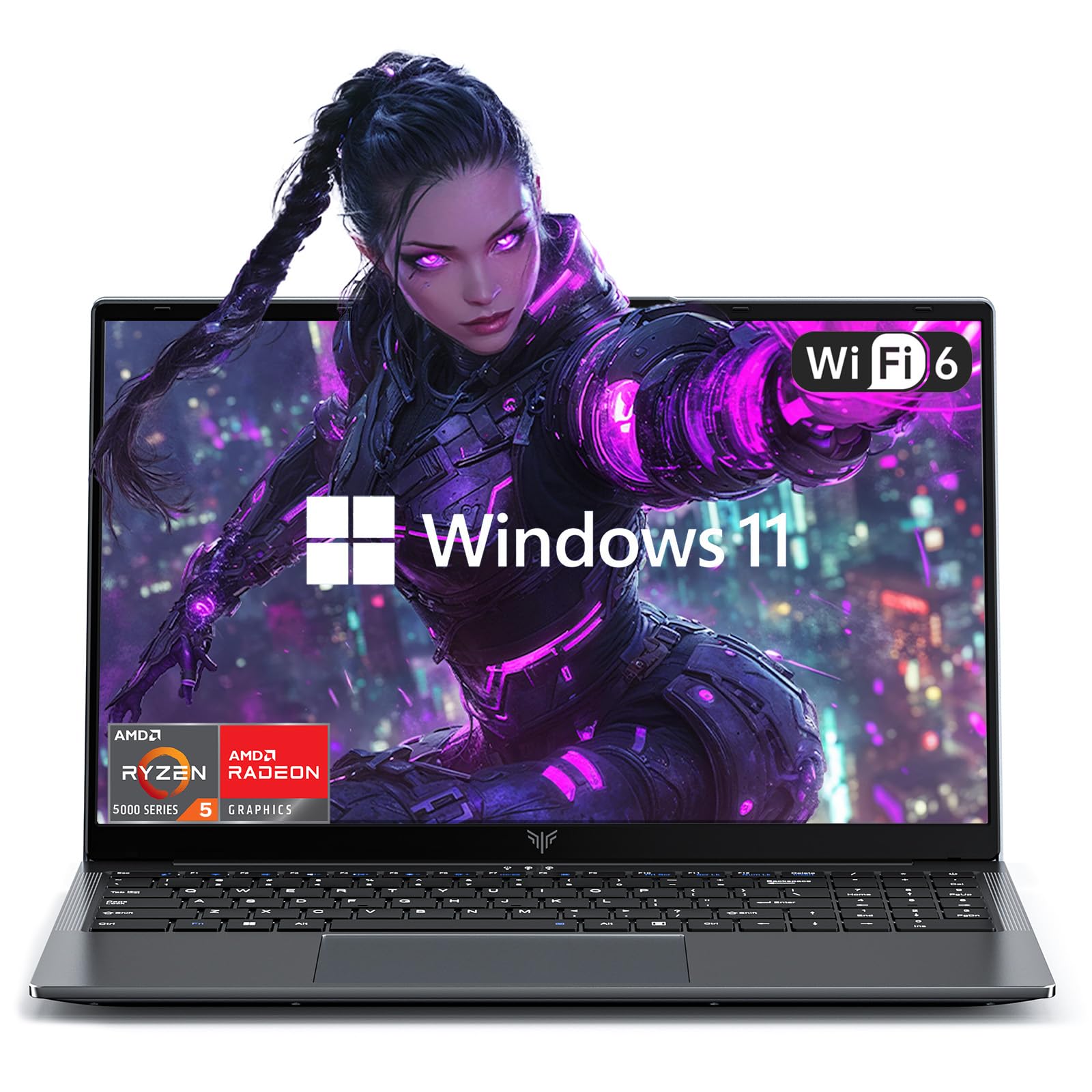 MALLRACE Gaming Laptop with AMD Ryzen7 Processor（Up to 4.5GHz,8C/16T,16GB DDR4 RAM 512GB SSD, AMD Radeon Graphics,WiFi 6,15.6 inch IPS Display,Webcam