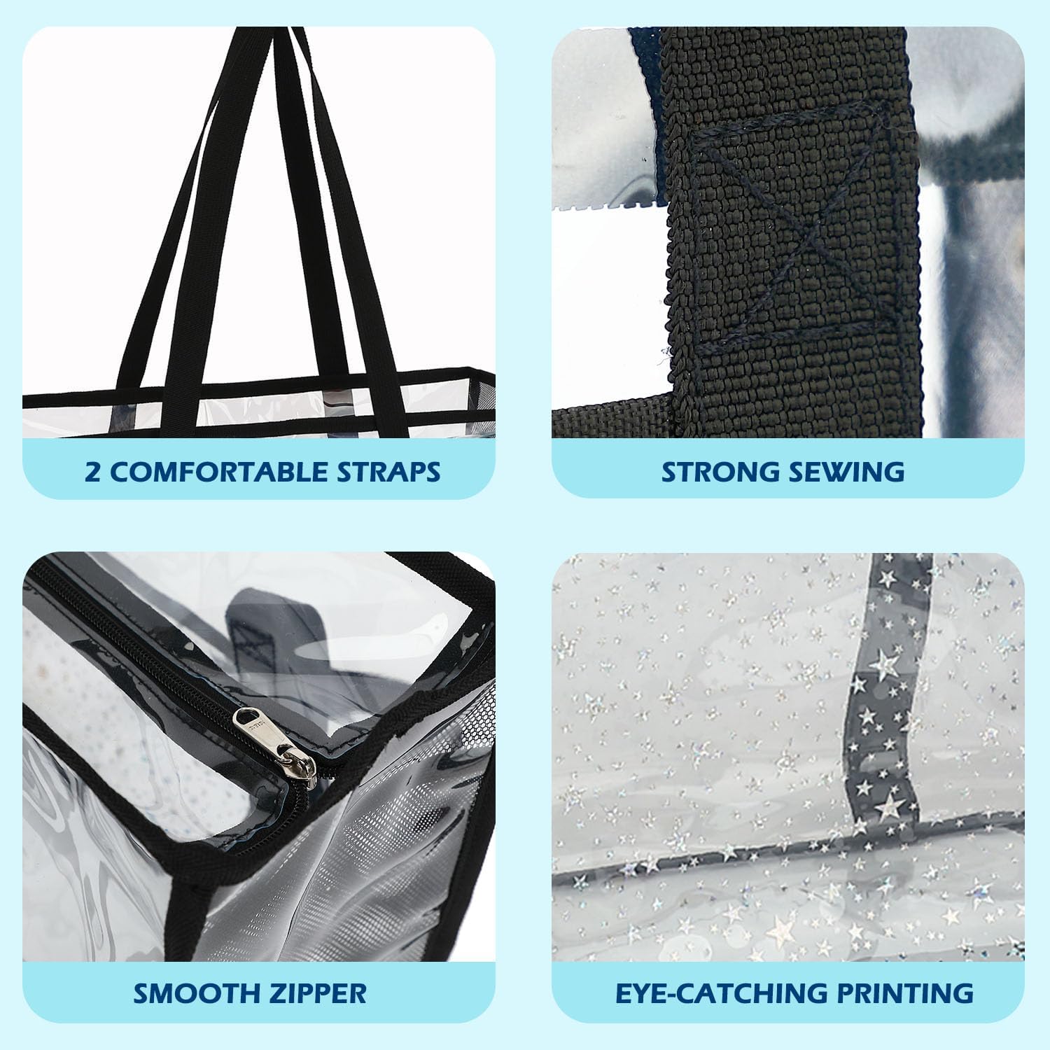 Clear Beach Bag for Women, Large Pool Tote Cruise Vacation Essentials - Zipper Closure, Waterproof, Sandproof - Image 7