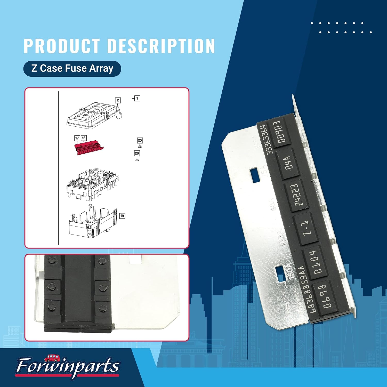 Forwinparts 68368853AA Main Fuse Block for 2018 2019 2020 2021 2022 2023 Jeep Wrangler 2020 Jeep Gladiator Fuse Array Z Case 956-600 956600 Case Fuse Block
