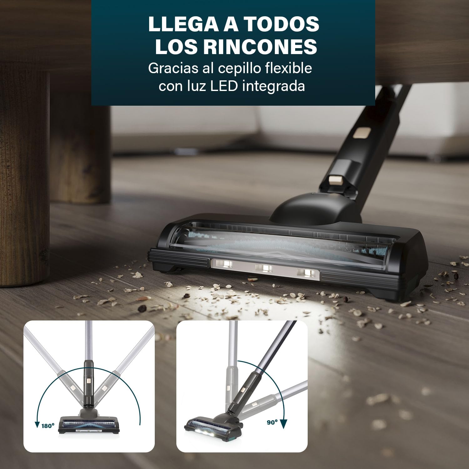 Princess Aspirador de Escoba - 27 kPa - 45 min - 2 en 1 - Motor BLDC - Especialmente diseñado para Pelo de Mascotas - Sin Cable - Sin Bolsa - Ligero - 3 velocidades - Accesorios incluidos - 339395