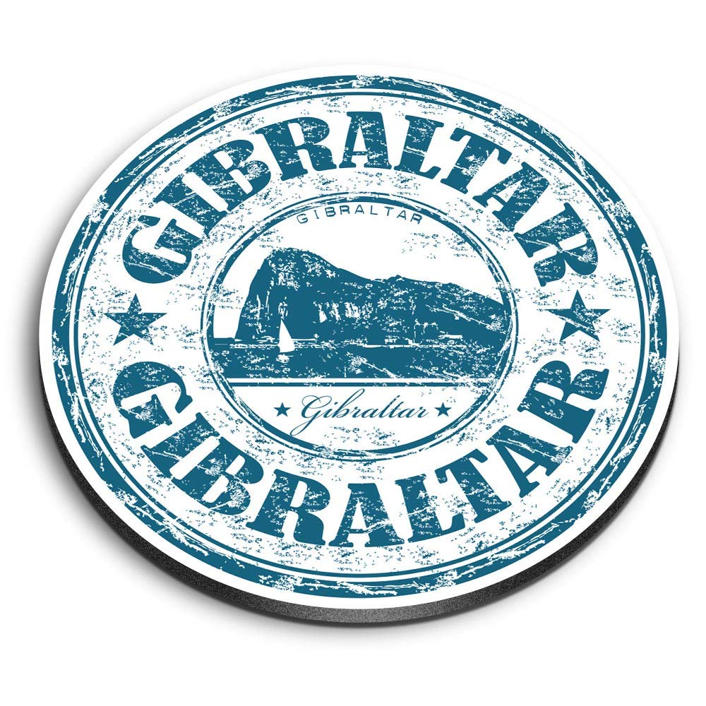 Destination Vinyl Ltd Multicolor Round Mdf Magnets - Gibraltar Travel Stamp Destination 7088