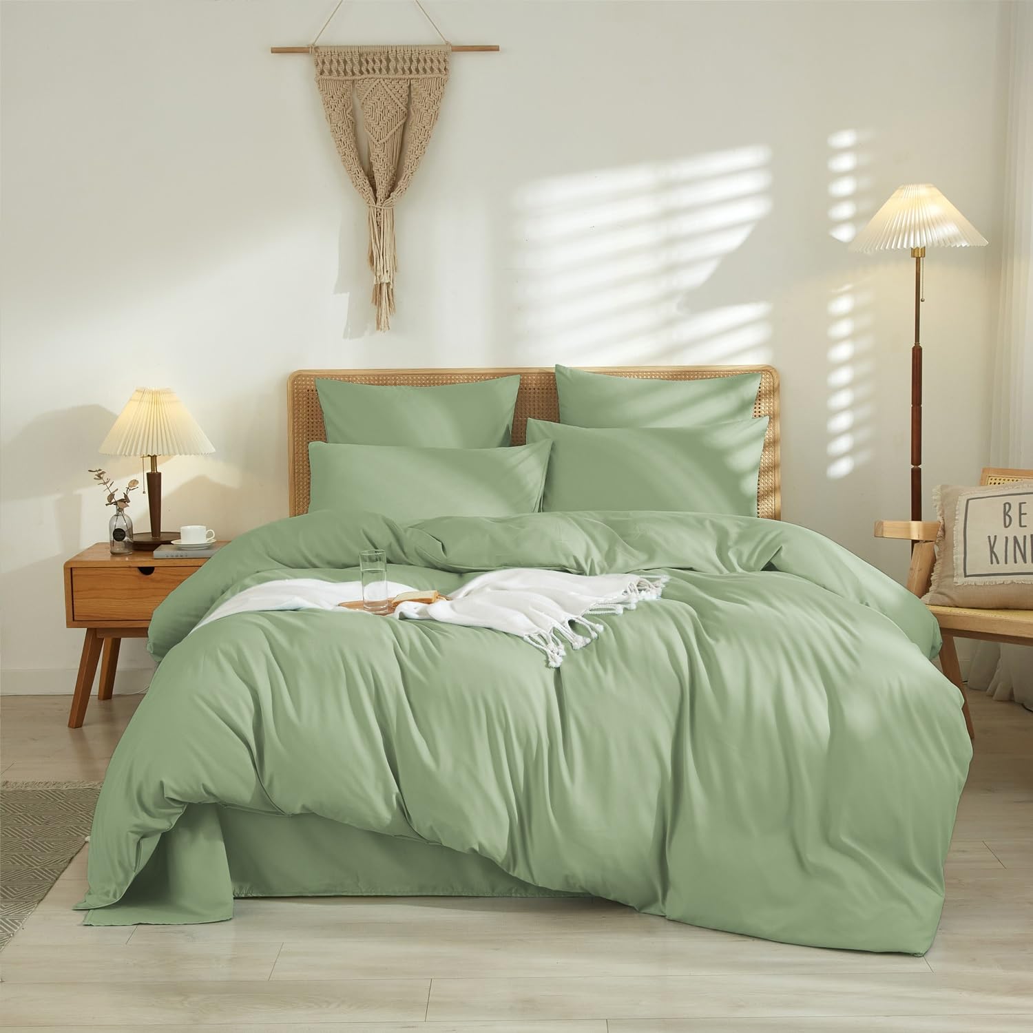 Juego de Funda Nordica Verde Salvia Cama 135/150 240x220 100% Microfibra Transpirable Suave Moderno Juego de Funda de Edredón y Fundas Almohada (50x75cm)