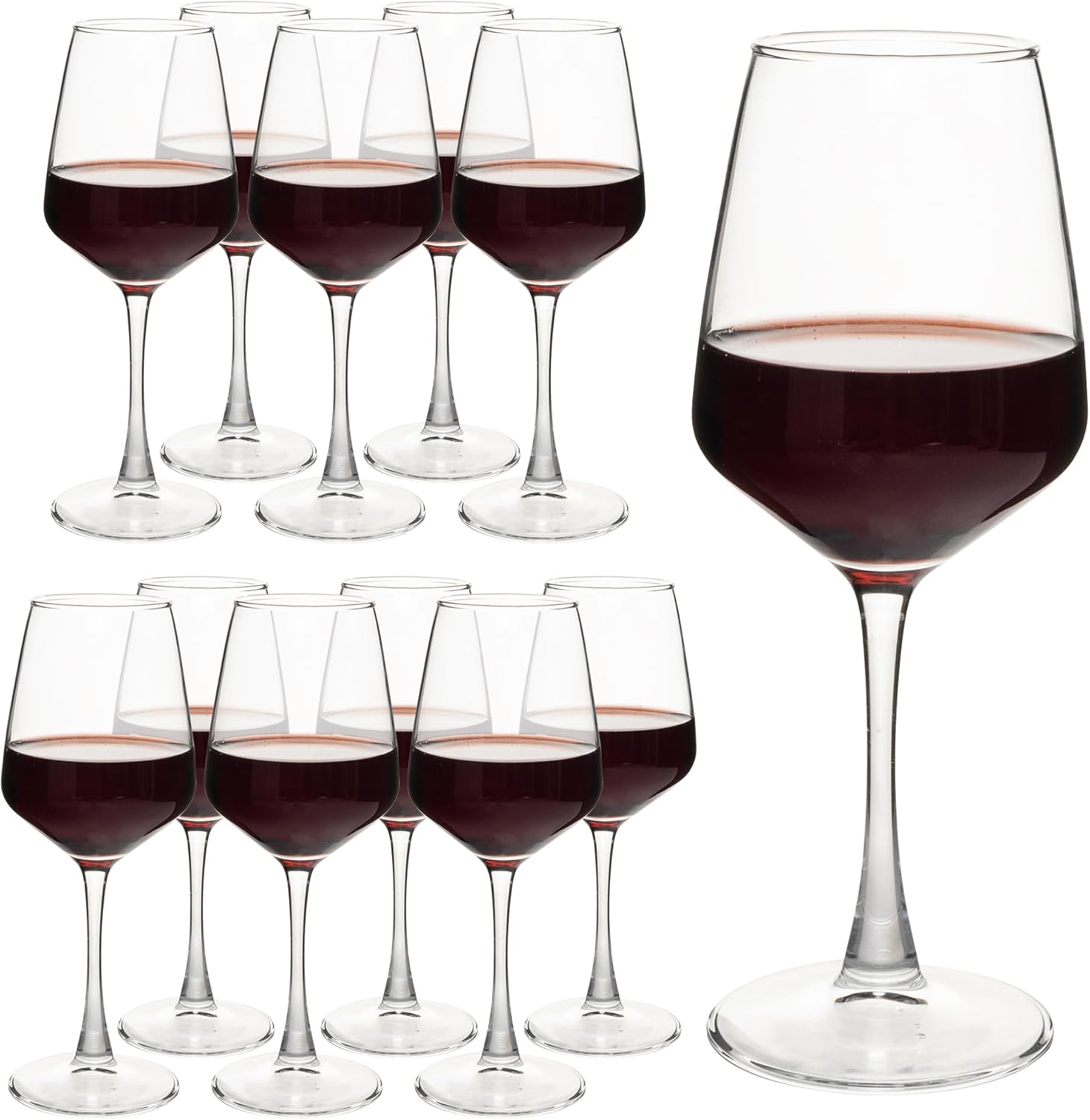 12oz Wine Glass 12 pack, Sturdy Stemmed Glass Wine Cups for Red/White, Home, Parties & Resturants 12 Pieces, 12 Ounce