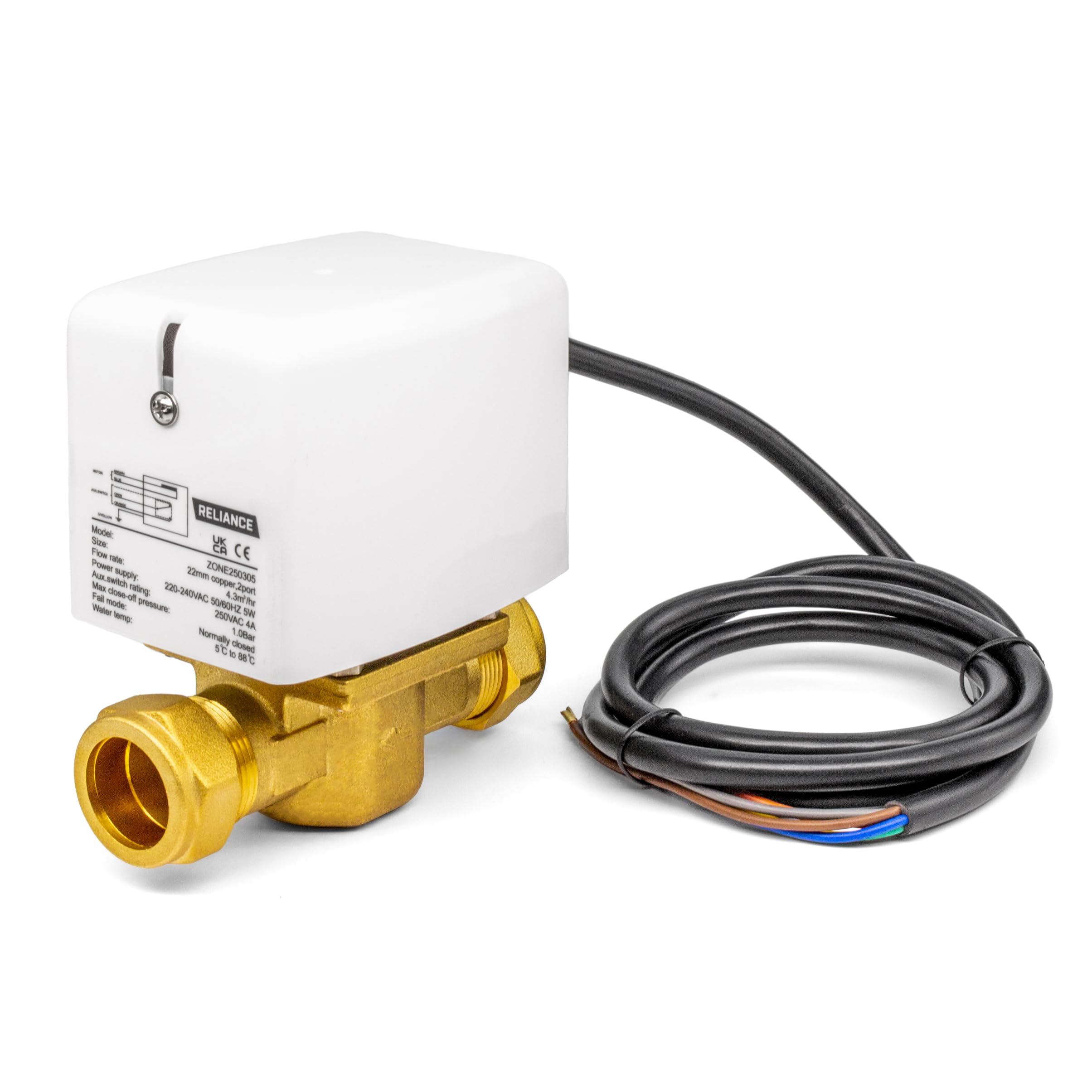 Kudos-Trading - Reliance RWC 2-Port Zone Valve - High-Performance Heating Control, Reliable 2-Way Operation, Compatible with Hydronic Heating Systems, Durable Construction for Efficient
