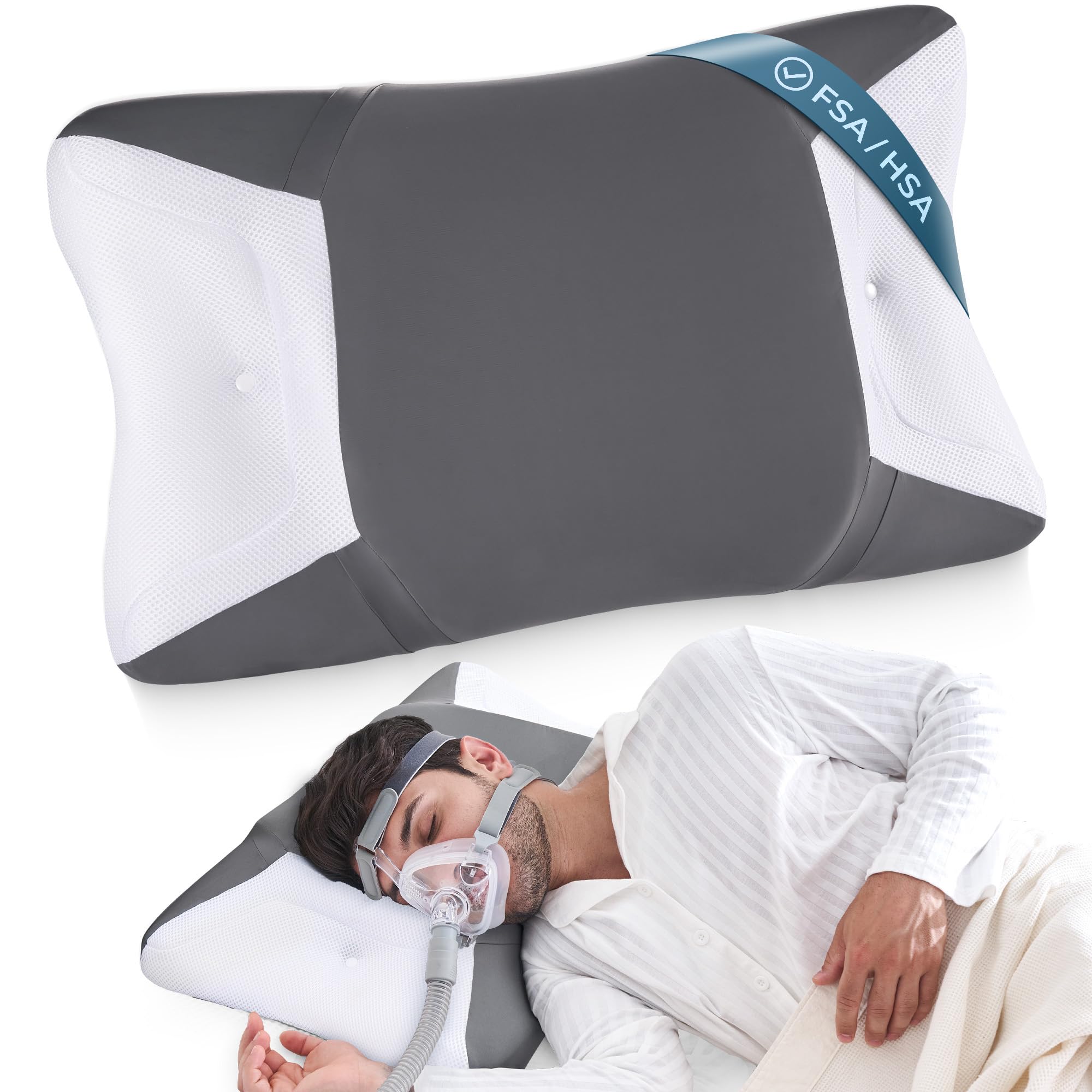 Cuscino Ortopedico Memory Foam Per Apnea Notturna – Supporto Cervicale Con Federa Lavabile, Adatto A Tutte Le Posizioni (Bianco)