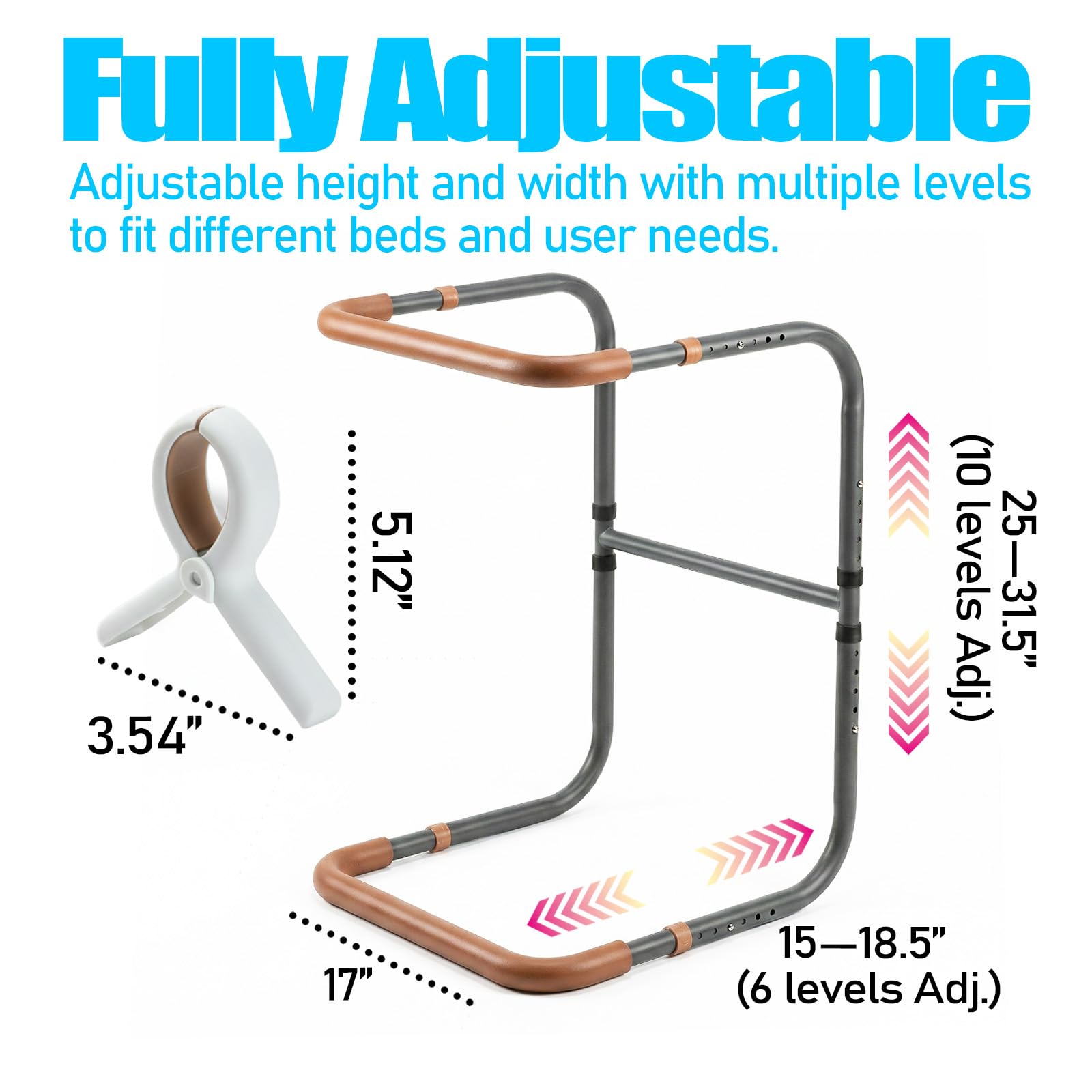 Elevador de manta antideslizante de altura ajustable para pies, soporte de recuperación postoperatoria para aliviar la presión en pies, rodilla y tobillo para un sueño más cómodo, con 4 clips
