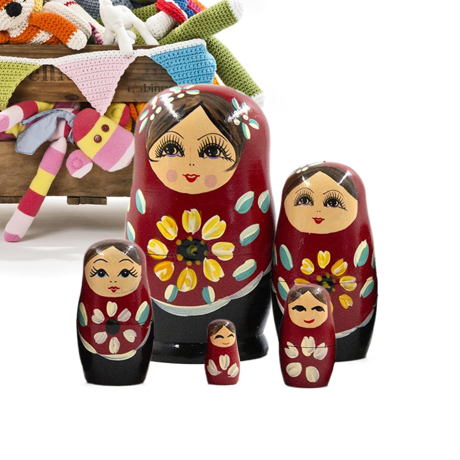 Russian Nesting Dolls, Handmade Nesting Dolls Table Figurines | Wood Sculpture Hand-Painted, Home Decoration for Kid Room Fireplace Holiday Table Center Bedroom Entrance