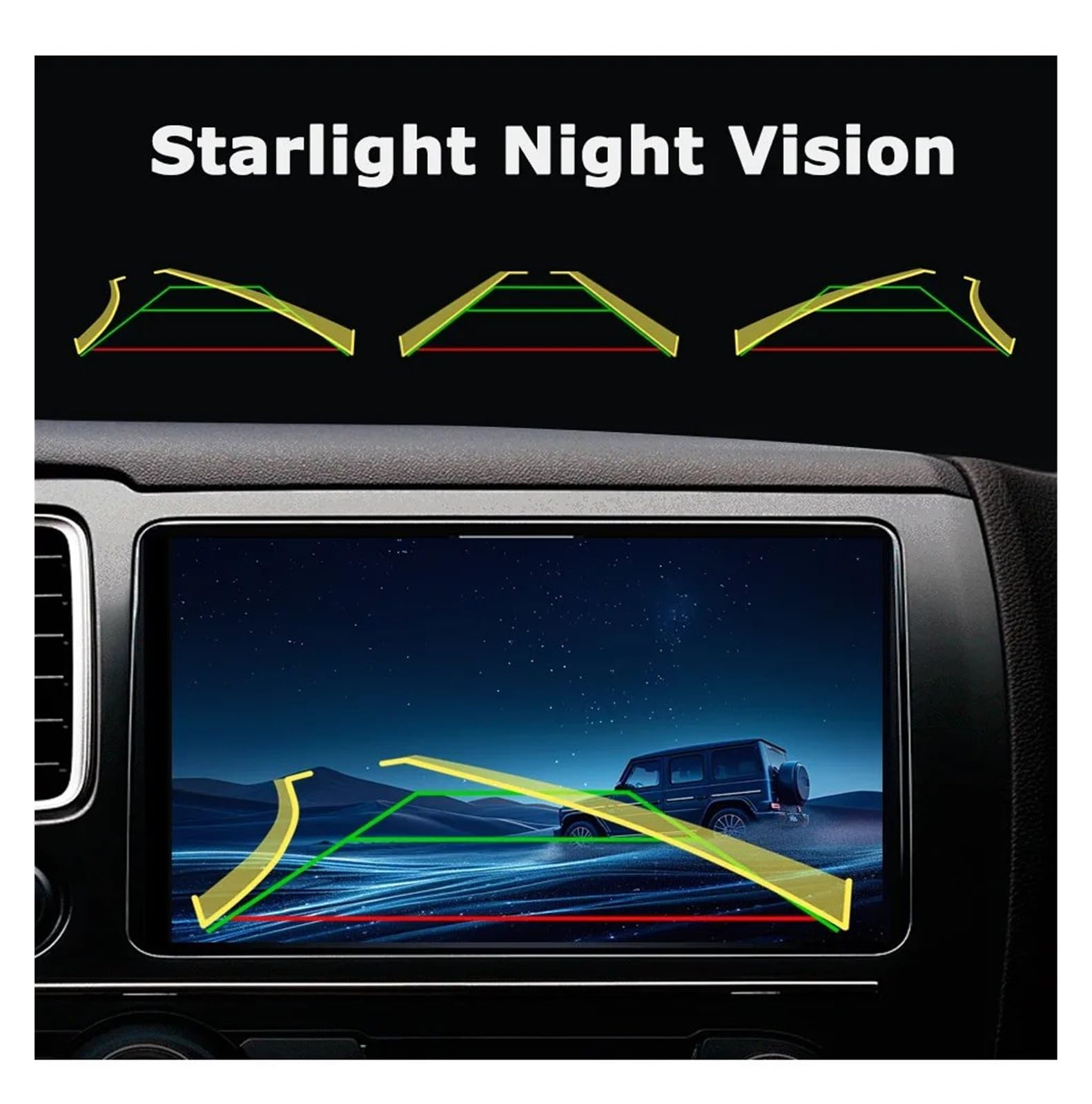 Auto Rückfahrkameras Universal 4K AHD 1080P Platte Rahmen HD Nachtsicht Rückansicht CCD Goldene Fisheye Metall Halterung Auto Kamera(Trajectory 1080P)