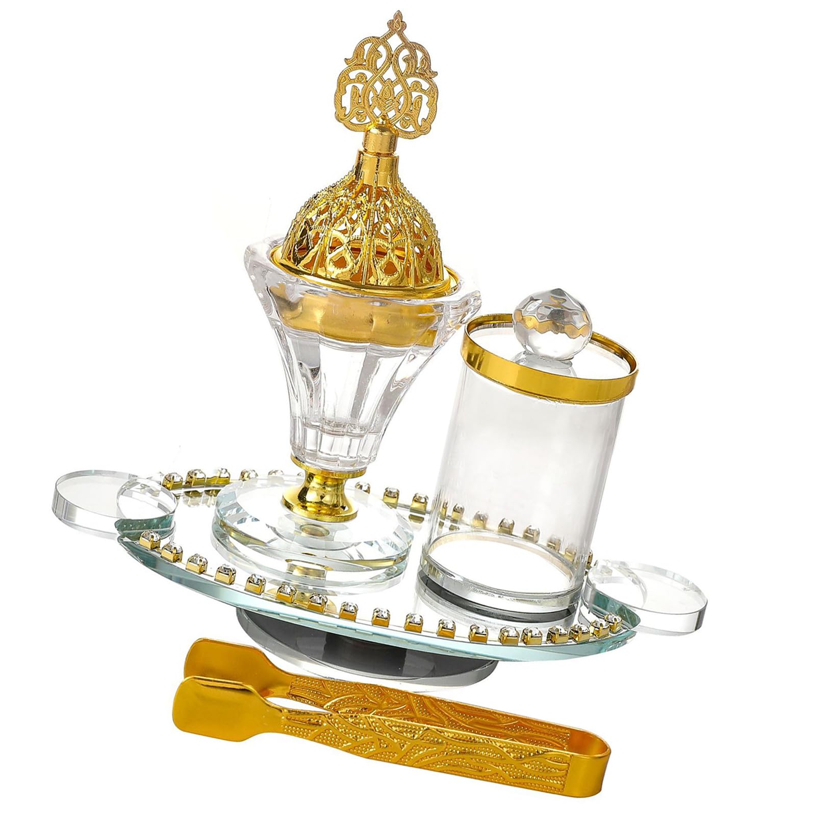 Kalttoy Modern Arabic Styles Incenses Tray Burners for Meditations Decors Housewarmings or Holiday Gifting Ceremonial Display Glass Metal Incenses Burners
