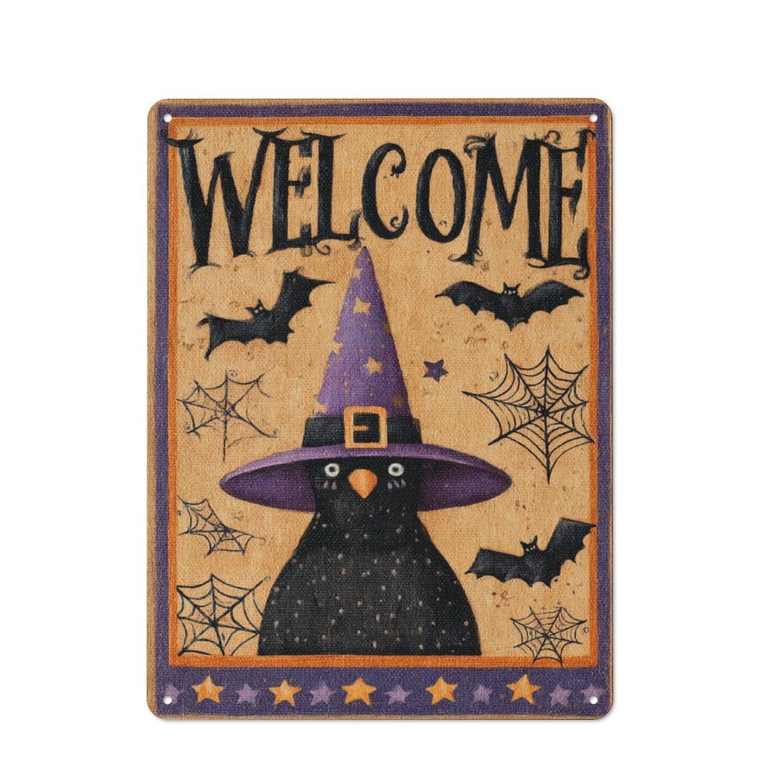 Junmoney Spooky Welcome Retro Metal Plaque 40X30cm For Lounge Or Reading Corner, Winter Wall Decor For Reading Corner Decorators