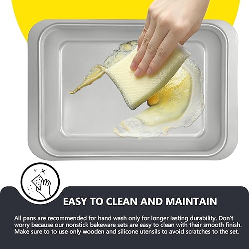 Miniatura 3 de Juego de utensilios antiadherentes para hornear, 10 unidades, juego de moldes para hornear profesionales de cocina bicolor con hojas de galletas,