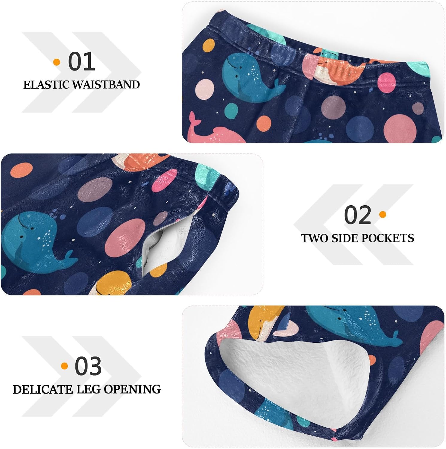 Whale Dolphin Dot Boys Pants for Kids Fleece Bottoms Long Jogger Pants Trousers with Pockets Size 6-14Y