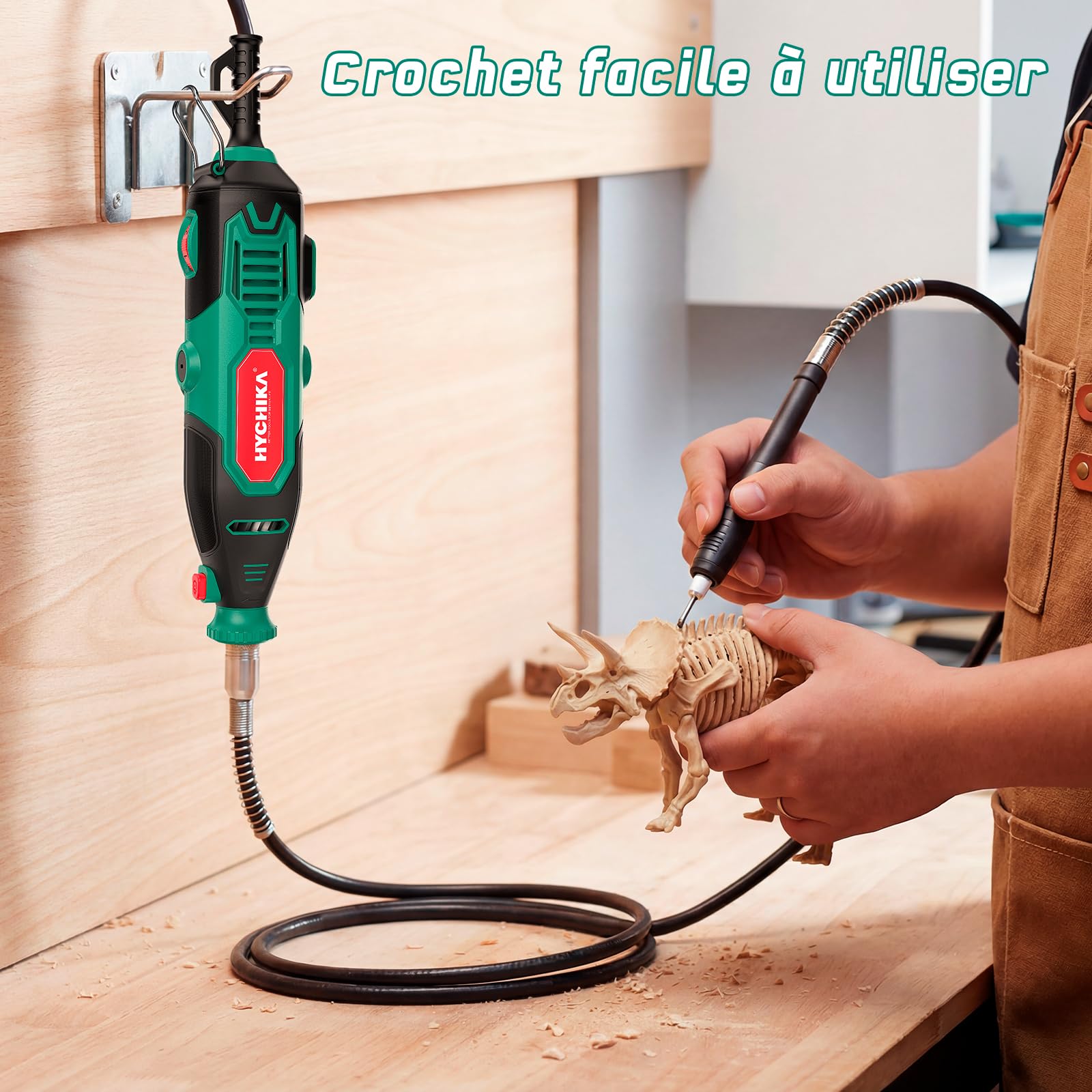 HYCHIKA 150W Outil Rotatif Affûteuse Chaîne 7 Vitesses 10000-33000 tr/min 167 Accessoires Ponçage Polissage Découpe Perçage Gravure