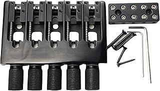 Guyker 5 String Headless Bass Bridge and Bridge String Lock, Fixed Hardtail Saddle for Headless Guitar, WB005, Black