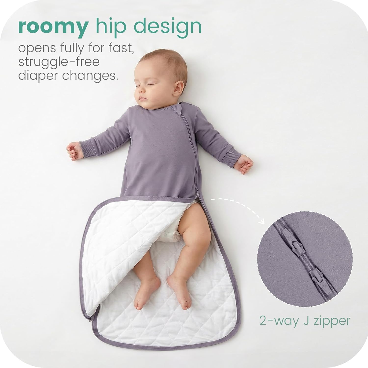 Baby Sleep Sack Long Sleeve 1.0 TOG 0-6-18-3T Wearable Blanket Infant Sleeping Bag, Soft & Breathable, 2-Way Zipper - Image 3