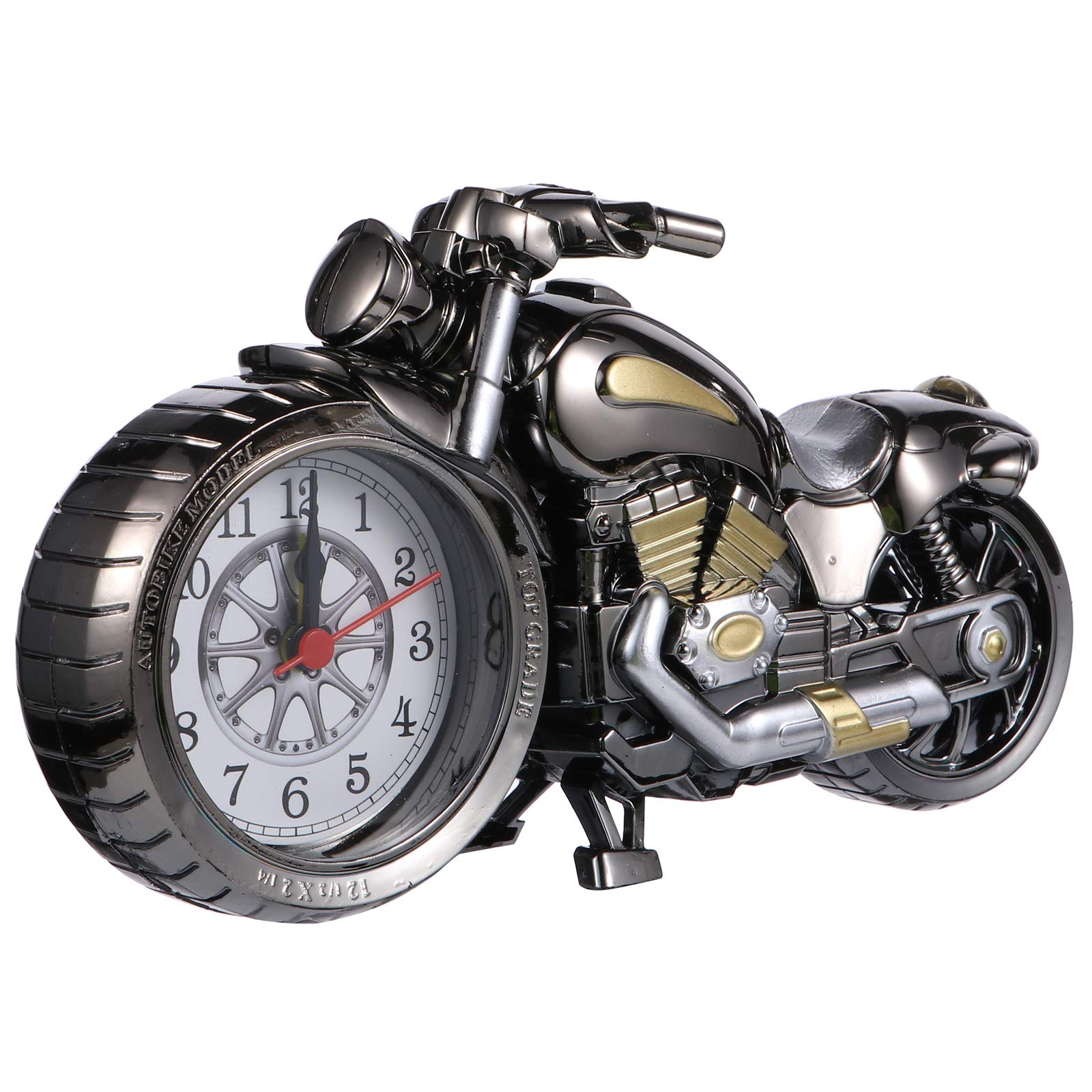 Vintage Desk Clock Motorcycle Tabletop Clock Non Ticking Battery Operated Desk Shelf Clocks Motorcycle Sculpture for Home Office Desktop Shelf Decor Ideal for Men Friend