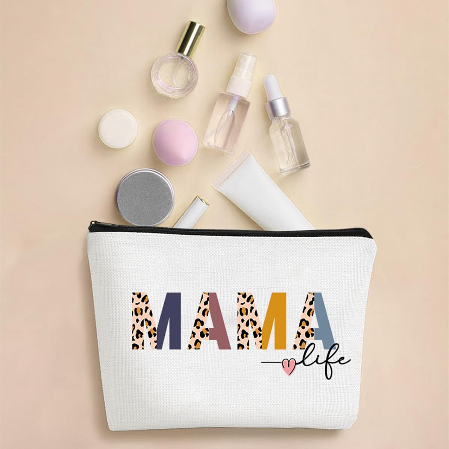 Mama Gift Tote Bags - 2pc Mother's Day Gifts Set for Mom Personalized Boho Leopard totes Hangbag with Canvas Makeup Bag for Women Lovers Her Appreciation Birthday Party Storage Present Suit - Image 2