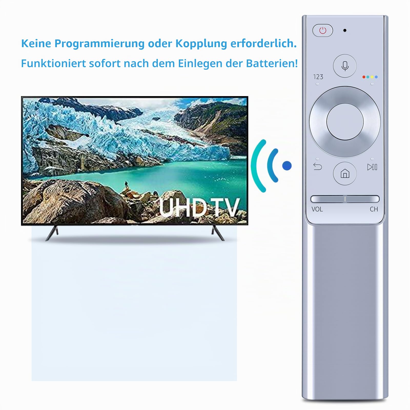 New BN59-01270A Voice Fernbedienung Ersatz Passend für Samsung 4K QLED HD HDR Smart TV Kompatibel mit BN59-01265A BN5901270A UE43NU7445U UE65MU6449U QE65Q8F Q7 Q8 Q9, Universalfernbedienung