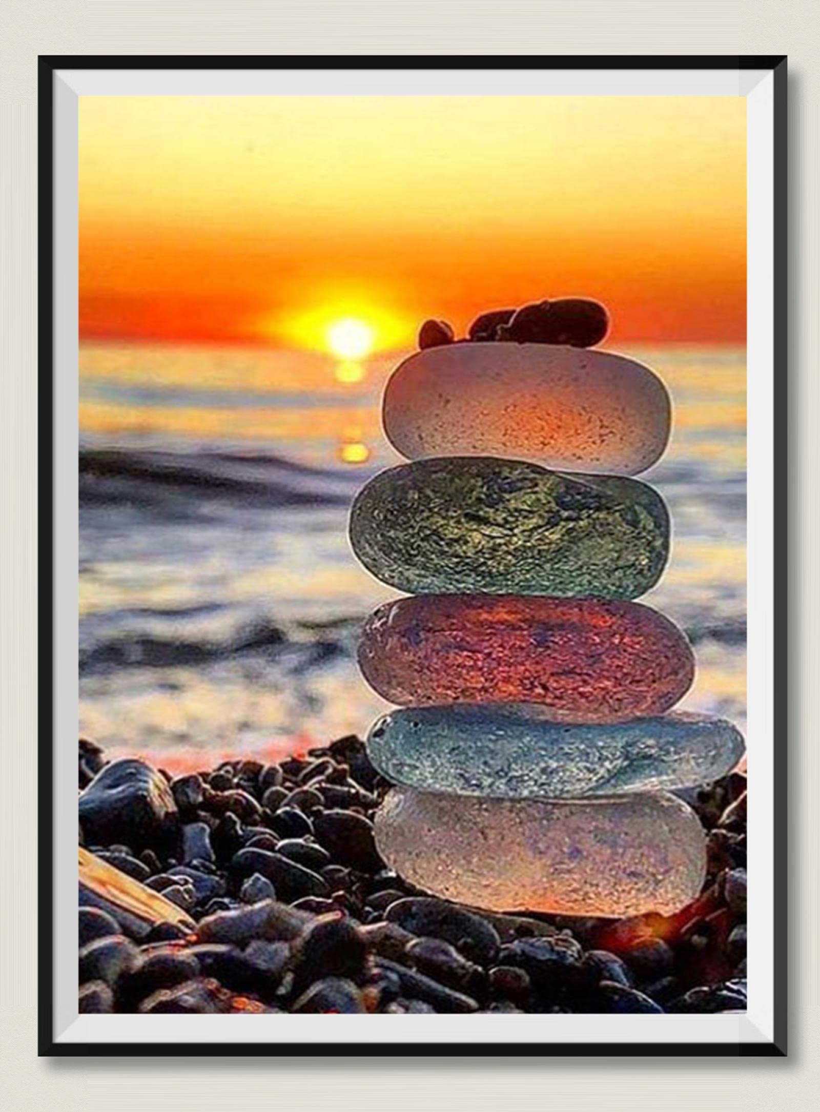 Sunset Seaside Colorful Sea Stones - Rompecabezas de Madera de 5000 Piezas - Juguetes educativos de Aprendizaje para niños y niñas