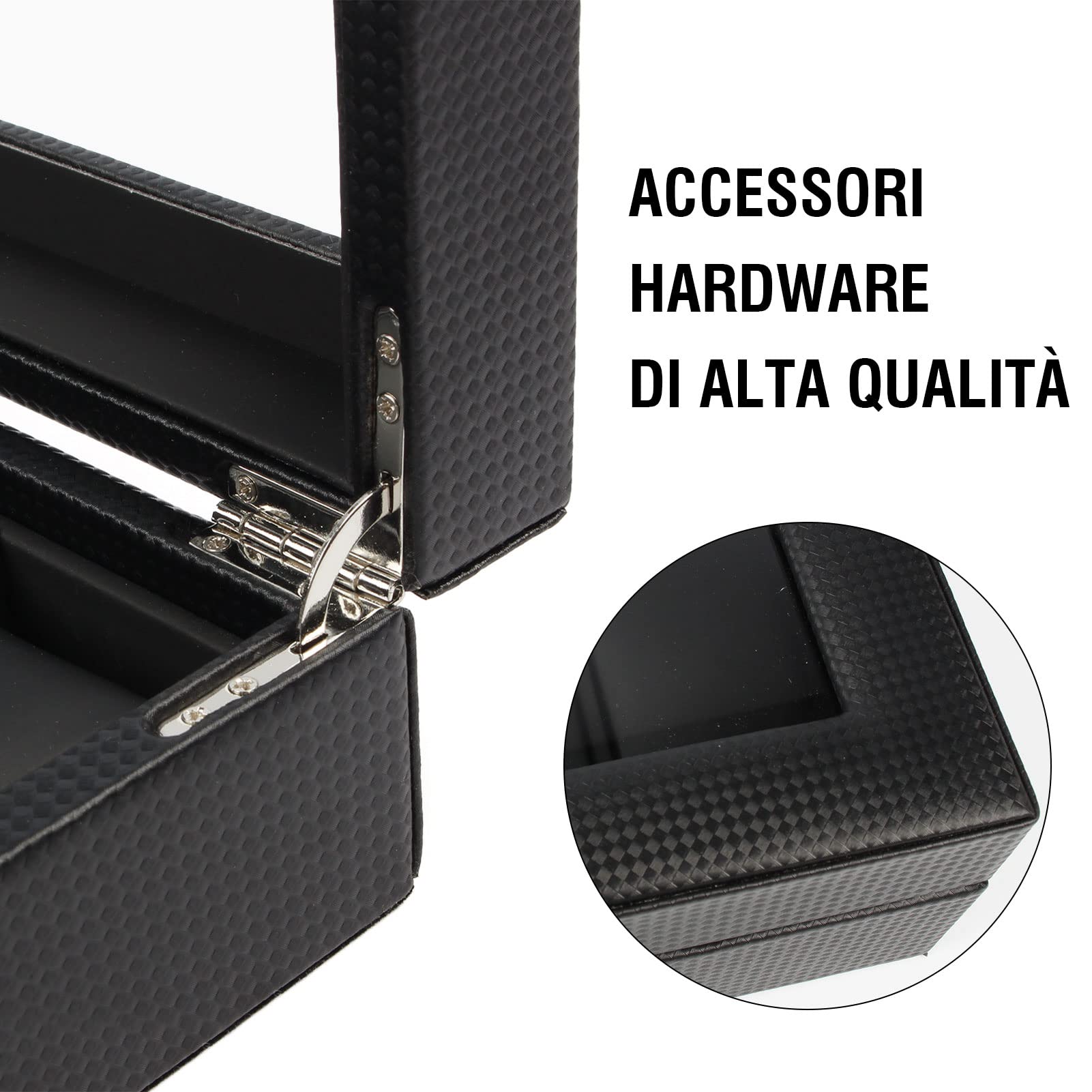 Gramiibeau Boîte à Montres Homme, Noir, 12 Compartiments, Rangement Montre avec Couvercle en Verre, Aspect Tressé, Couvercle en Métal, 35 x 20 x 8 CM