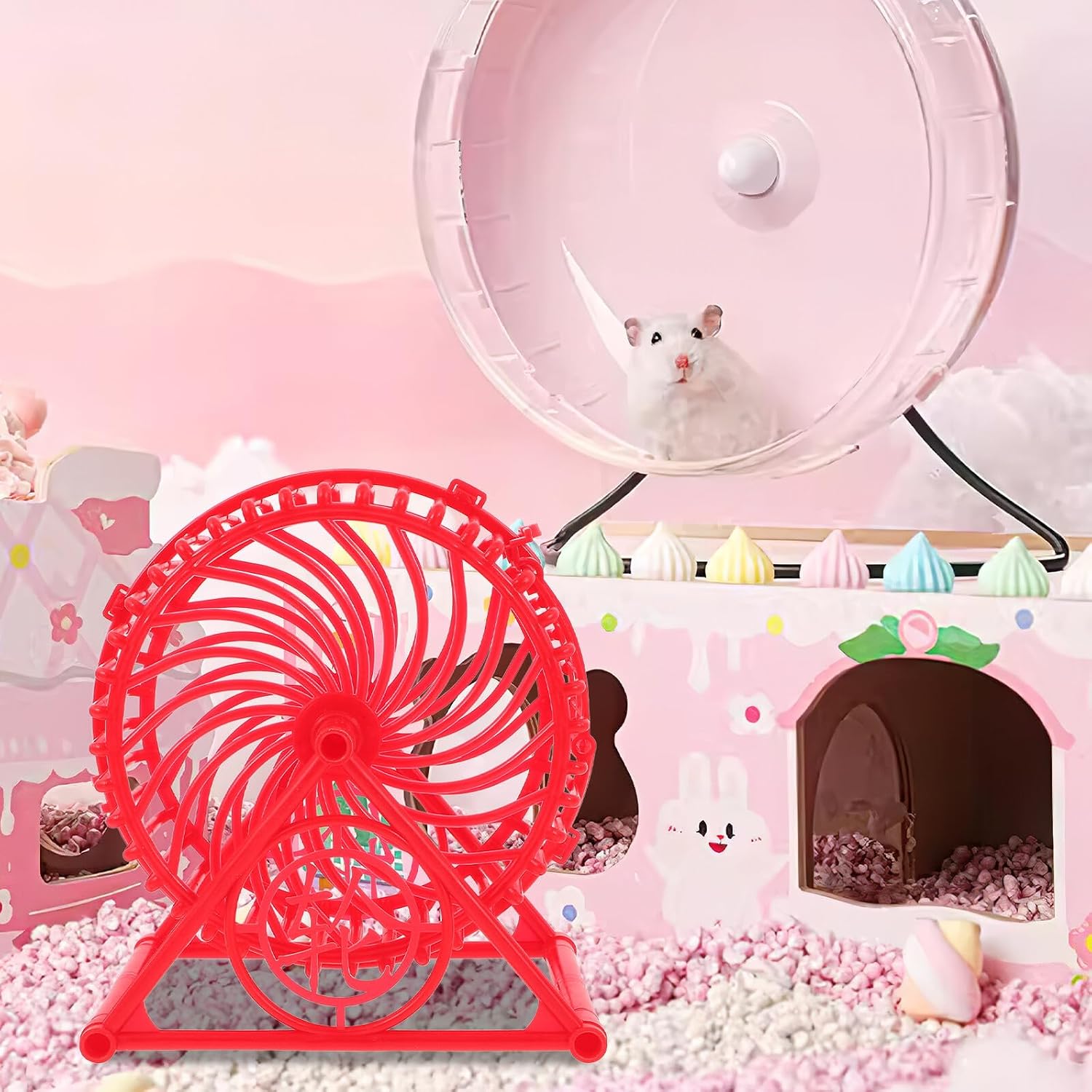 Alasum Silent Hamster Running Wheel with Stand Noise-Free Exercise Wheel for Dwarf Hamsters and Small Animals for Gerbils Hedgehogs and Sugar Gliders