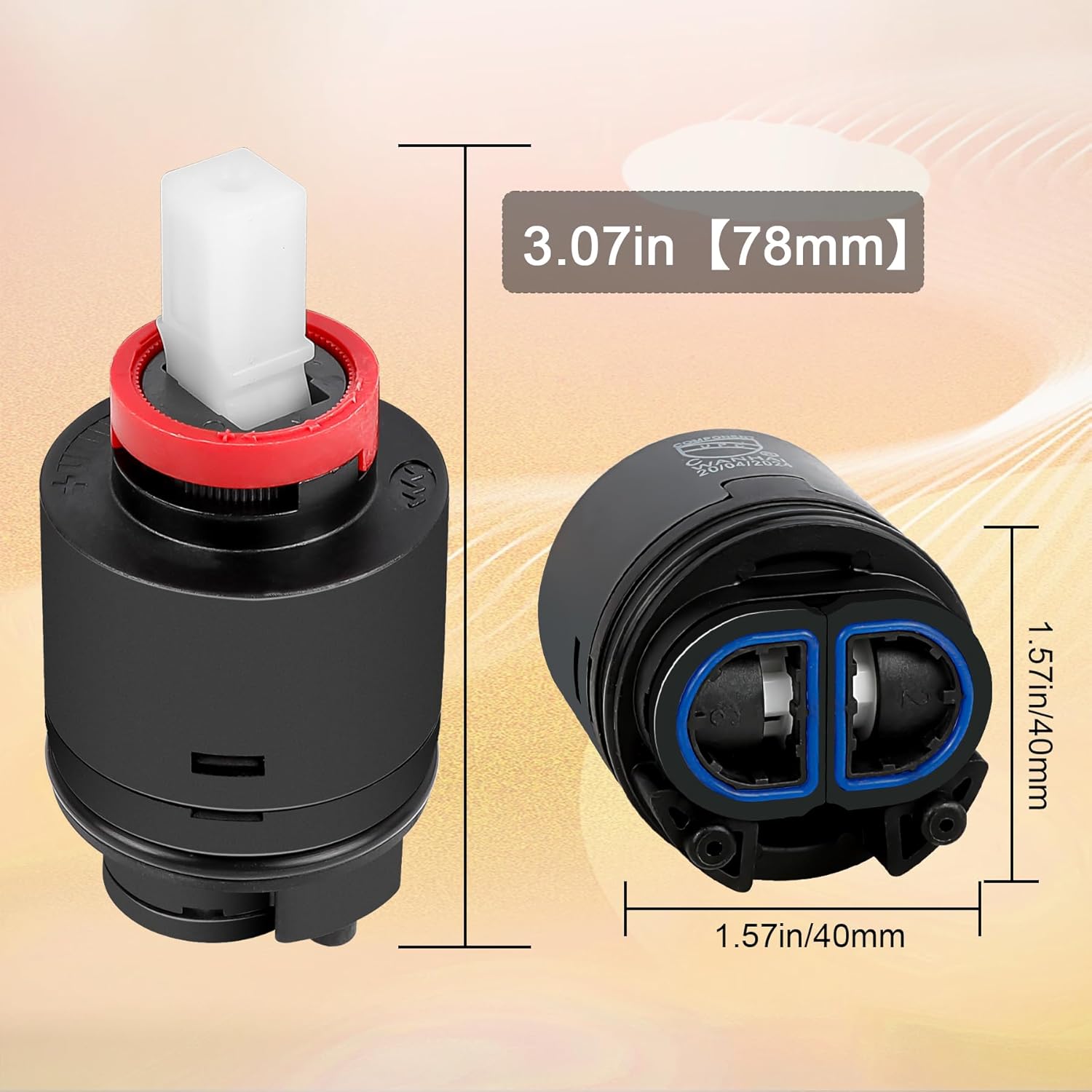 N40HKC Shower Cartridge Replacement,Fit for SR SUN RISE Shower Cartridge,Black 40mm Shower Faucet Cartridge,for Tub/Shower Faucet, Shower Mixer Valve, Ceramic Shower Single Lever