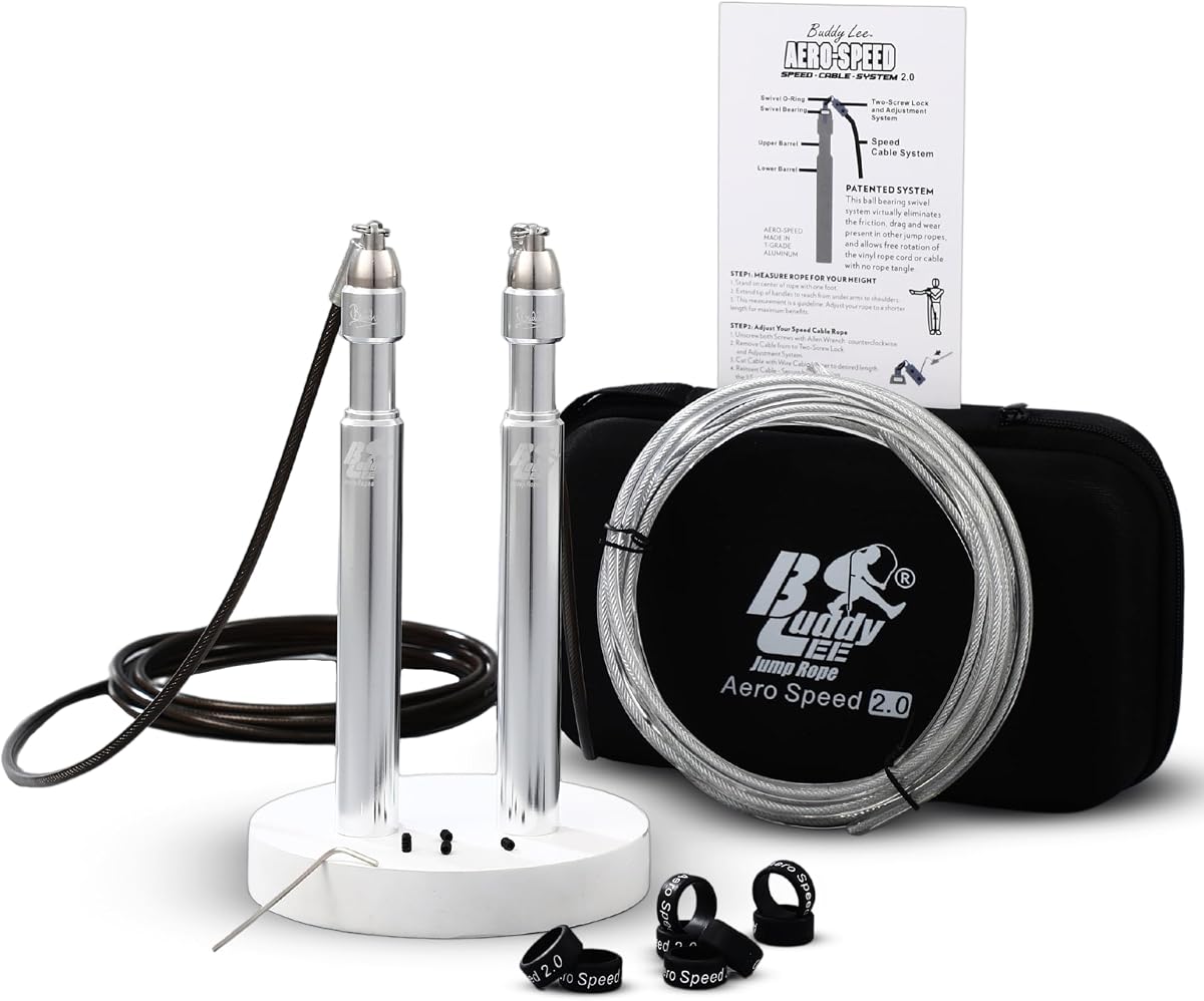 Buddy Lee Aero Speed Jump Rope 2.0 Upgraded Version with Sonic Rocket Speed Swivel Bearing | Tangle-Free & Adjustable Jump Rope for Men & Women - For Fitness, Double-Unders, and Cross-Training