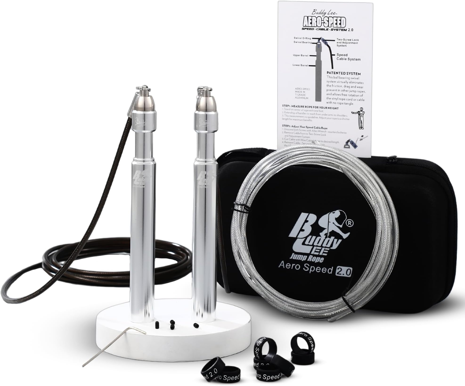 NEW WITH CABLE - Buddy Lee Jump Ropes Aero Speed Original Ball Bearing Rope, 6” Aluminum Jump Rope Handles, Jump Rope for Fitness, CrossFit Gym, Endurance Jumping, Double Unders & Extreme Jumping