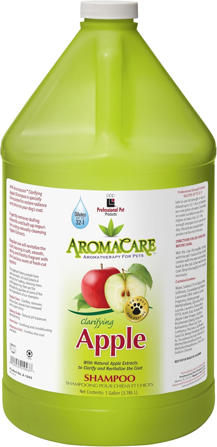 PPP AromaCare Clarifying Apple Shampoo for Dogs - Deep Cleansing Formula - Leaves Skin & Coat Smelling Great - 1 Gallon