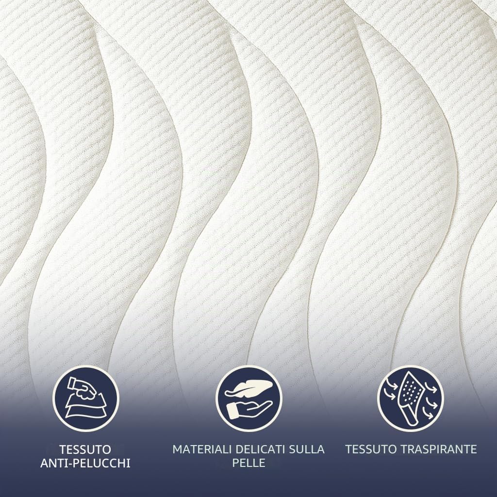 The White Stone Materasso matrimoniale, Materasso matrimoniale 160x190, Materasso memory,H20, Rivestimento 3D Air,Ipoallergenico,Antiacaro e Antibatterico,7 Zone Termosensibili(Matrimoniale 160x190)