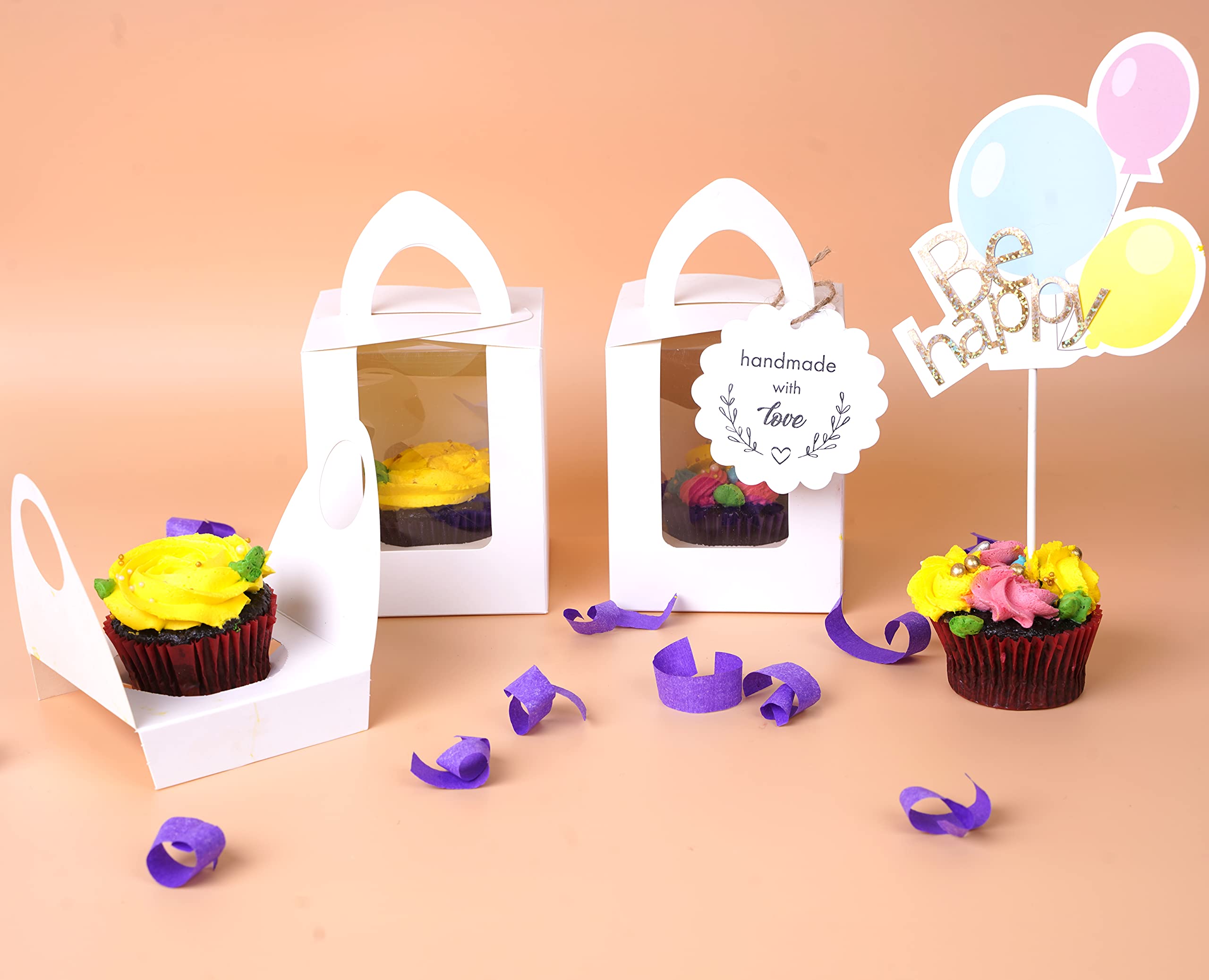 White Cupcake Boxes - 25 Pack with Extras -5 White Cupcake Boxes - 25 Pack with Extras -5