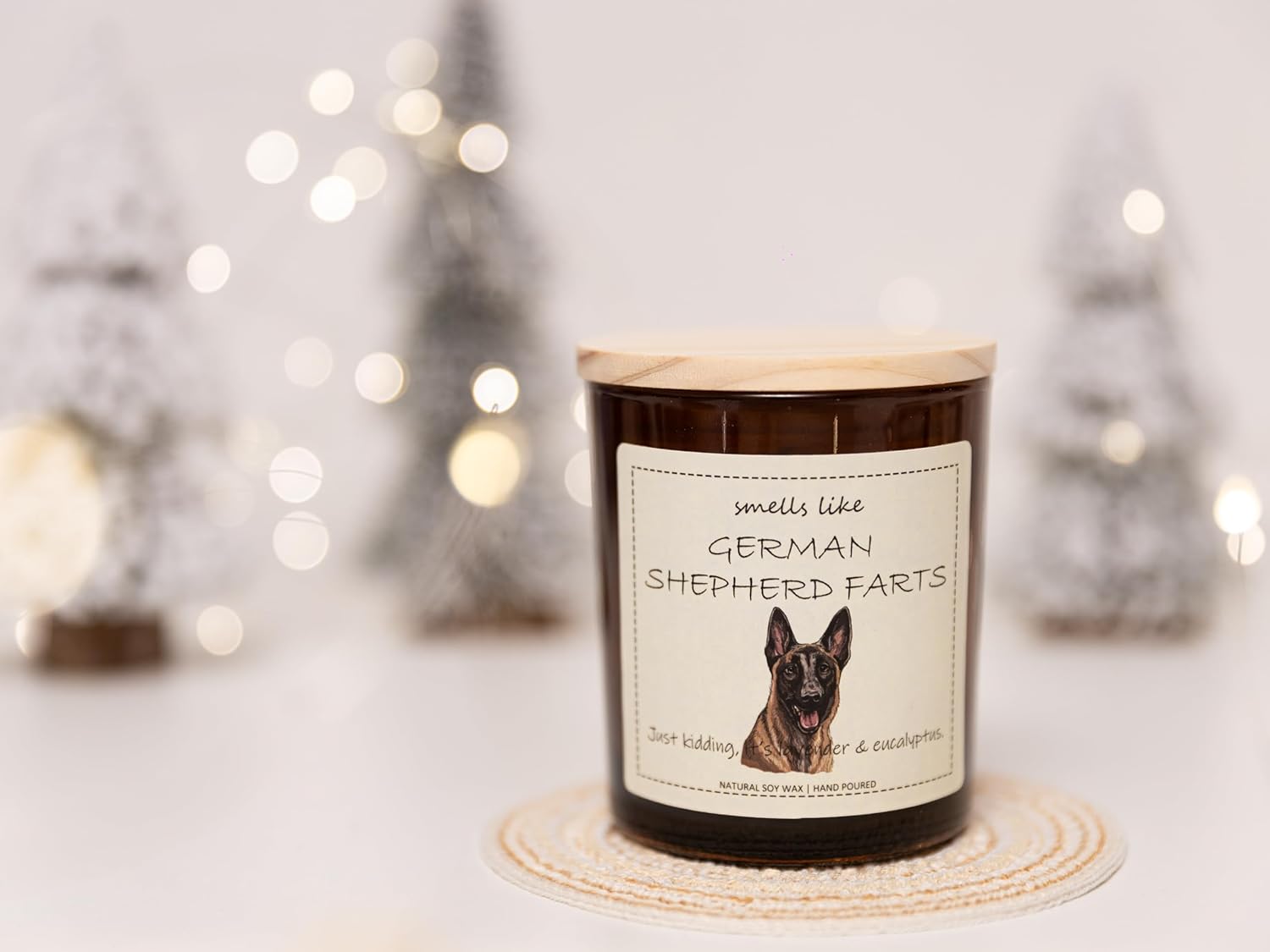 German Shepherd Gifts & Decor, German Shepherd Gifts for Women, Smells Like German Shepherd Farts Candle - Lavender & Eucalyptus, Crafted by Natural Soy Wax & Natural Essential Oils - Image 2