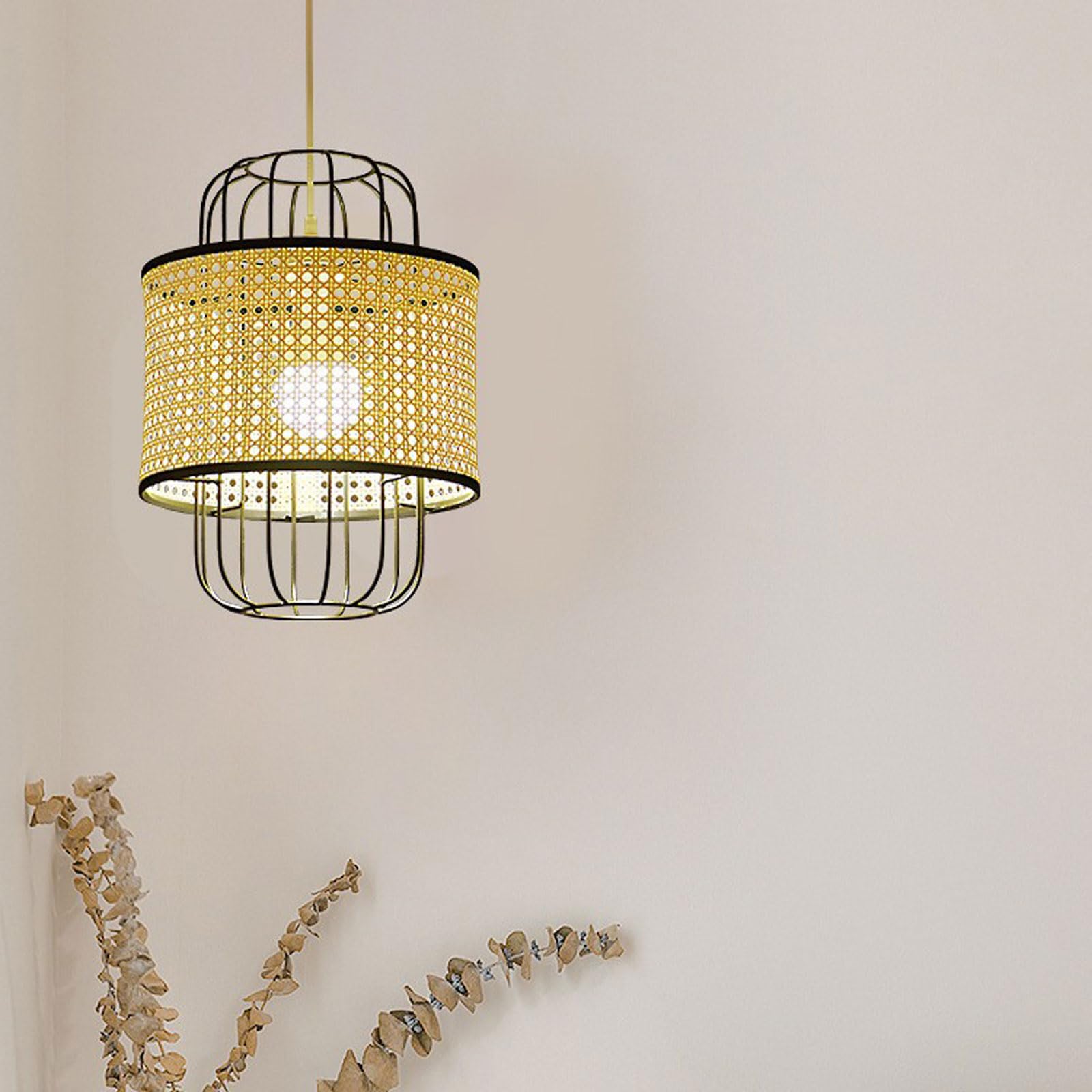 Lámpara colgante minimalista de ratán para dormitorio, metal para isla de cocina, casquillo E26, cabezal único ajustable, lámpara de araña para sala de estar, adecuada para áreas de fregadero