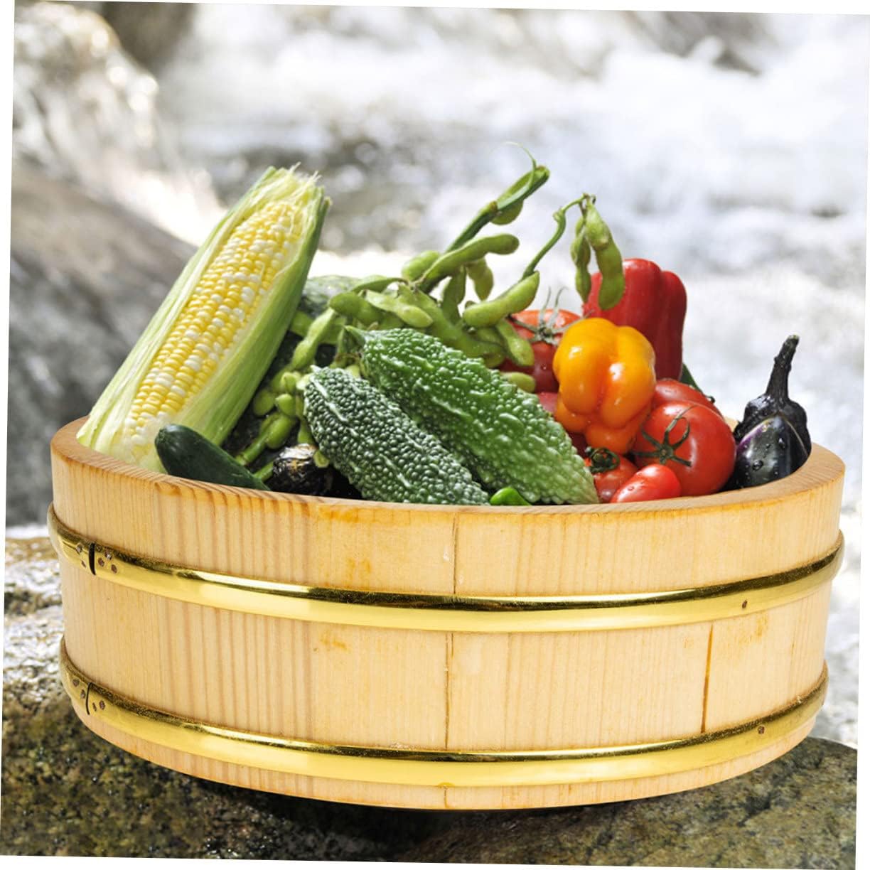 KICHOUSE 2pcs Wooden Sushi Rice Bowls Capacity Mixing Tub for Sushi Rice and Food Storage Simple Design and Lightweight Container for Home Use