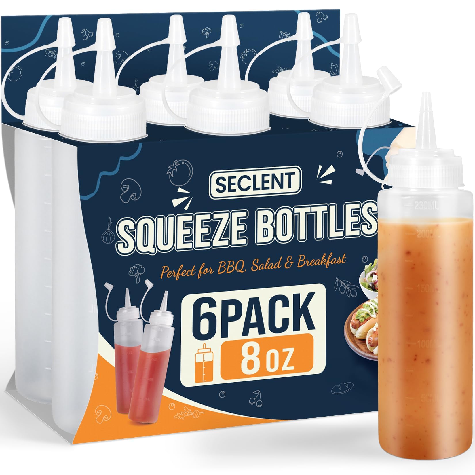 8oz Squeeze Bottles, Sauce Bottles, Squirt Bottle, Salad Dressing Bottle