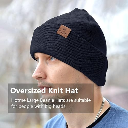 Miniatura 5 de Gorro grande XXL para cabezas grandes de 23.6 a 25.6 pulgadas, gorro de invierno grande, gorro de esquí de punto grande