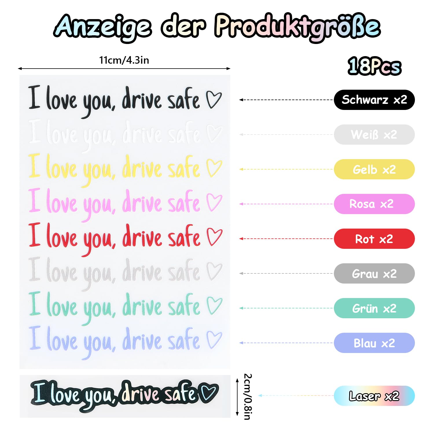 18 sztuk naklejek na lusterko wsteczne "I Love You Drive", dla kierowców, kobiet, mężczyzn, na akcesoria samochodowe, lusterko wsteczne, lusterko samochodowe