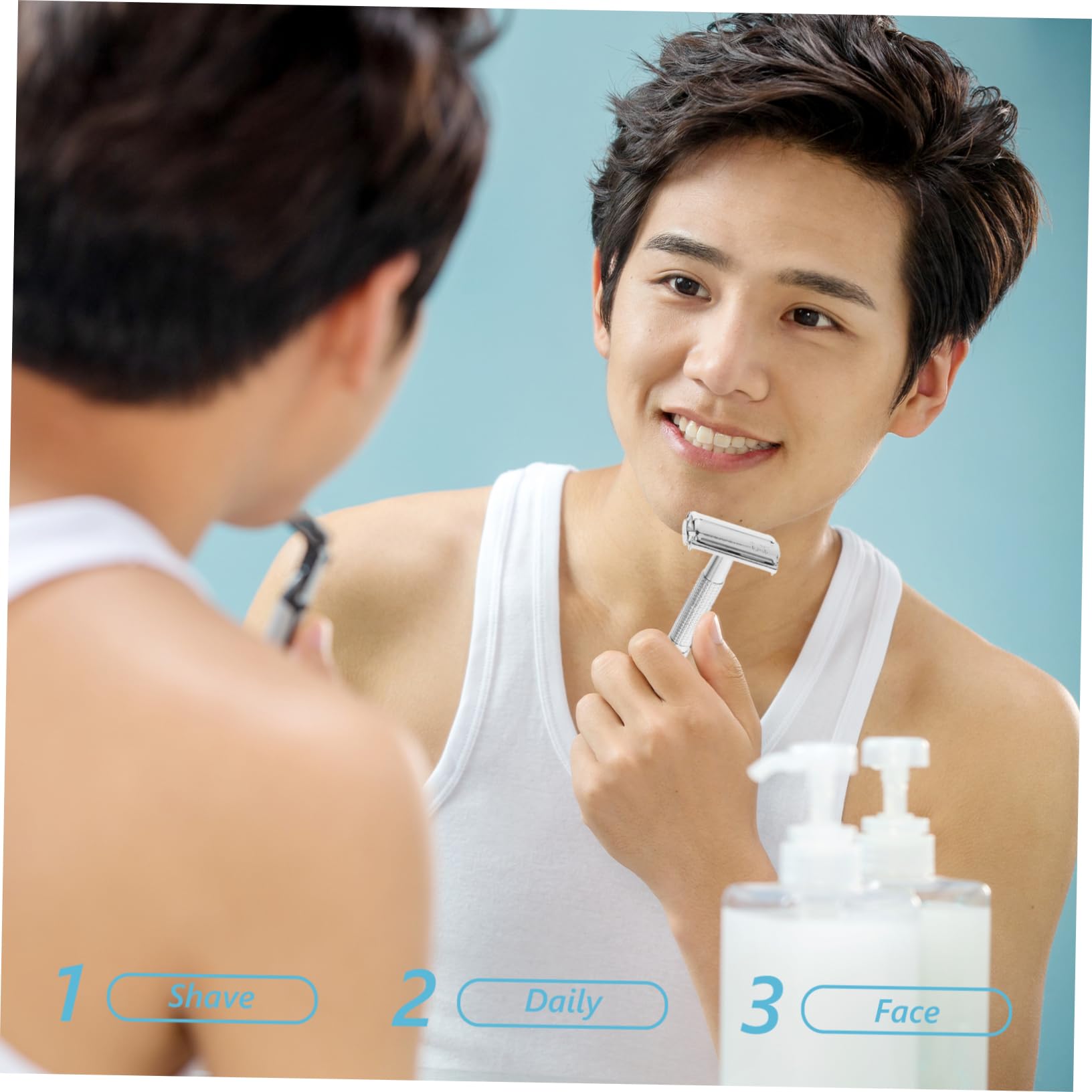 WOFASHPURET Manual Beard Shaver Vintage Shaving Razor Long Handle Safety Razor for Men