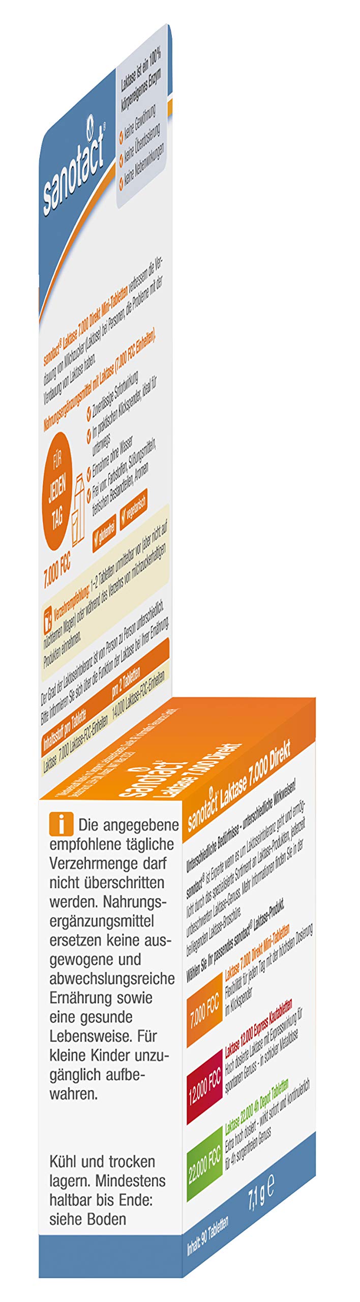 sanotact Laktase 7.000 Direkt • 90 Mini-Laktose Tabletten mit Sofortwirkung + hochdosiert • Bei Laktoseintoleranz + Milchunverträglichkeit… – Ansicht 5