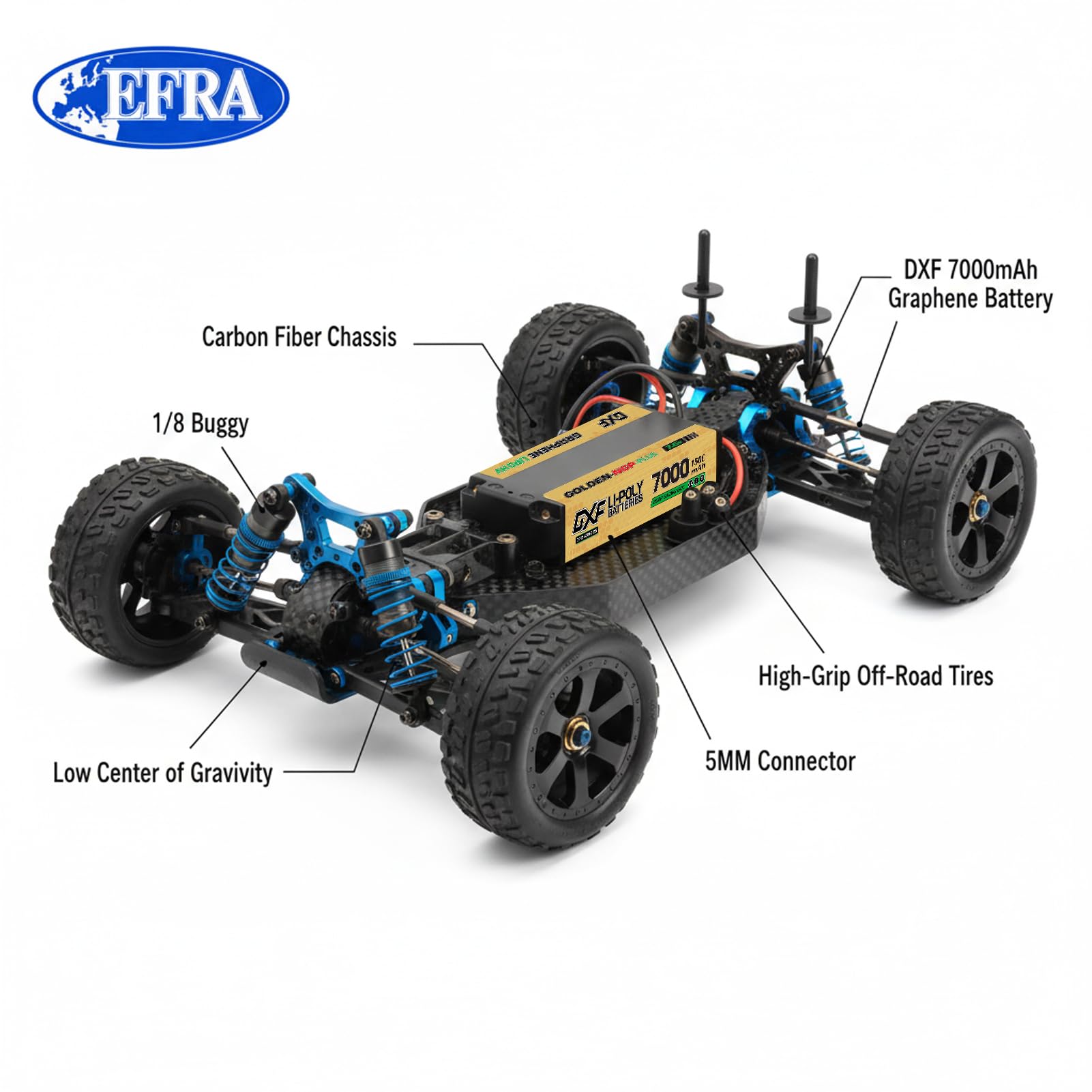 DXF 7.6V 2s lipo akku mit 7000mAh 150c medium-Sized Batteries Golden NGP entladung – lipo 2s ideal für 1/8 und 1/10 Auto rc-Fahrzeuge, leistungsstark, Batterie Pack mit Dean/t 5mm